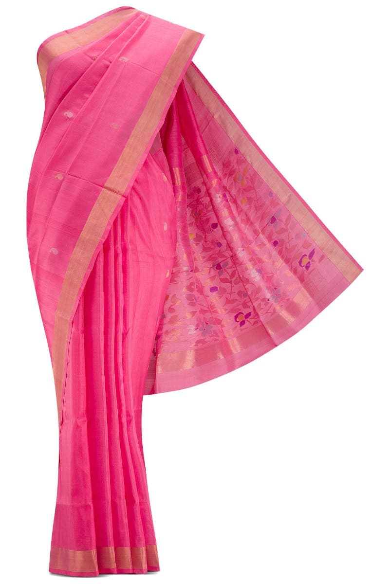 Pink Dual Tone Uppada Silk Saree