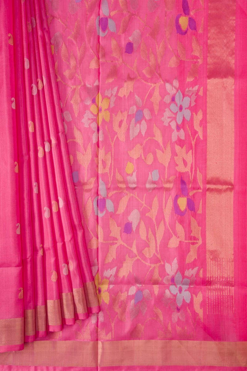 Pink Dual Tone Uppada Silk Saree