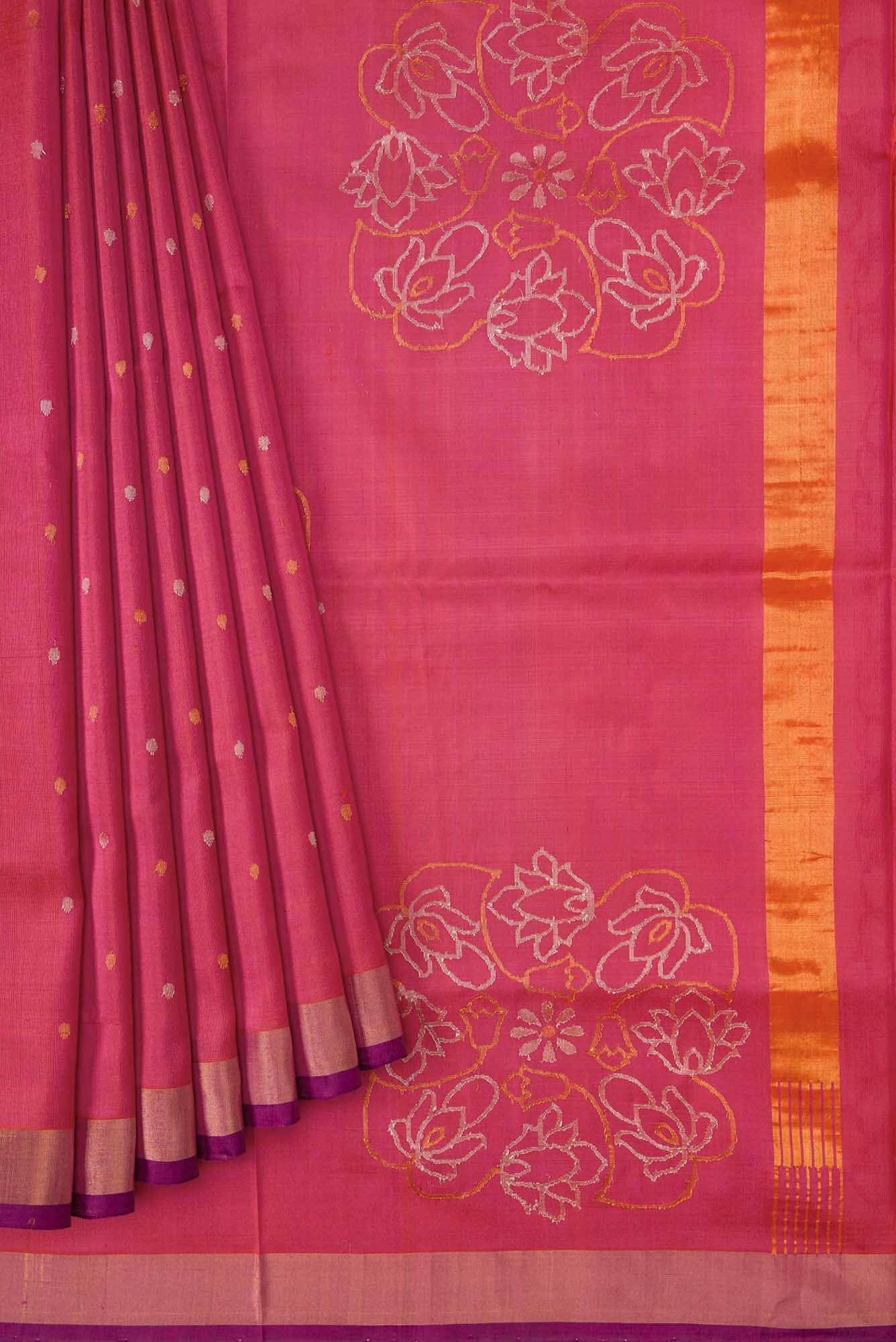 Orange Dual Tone Uppada Silk Saree