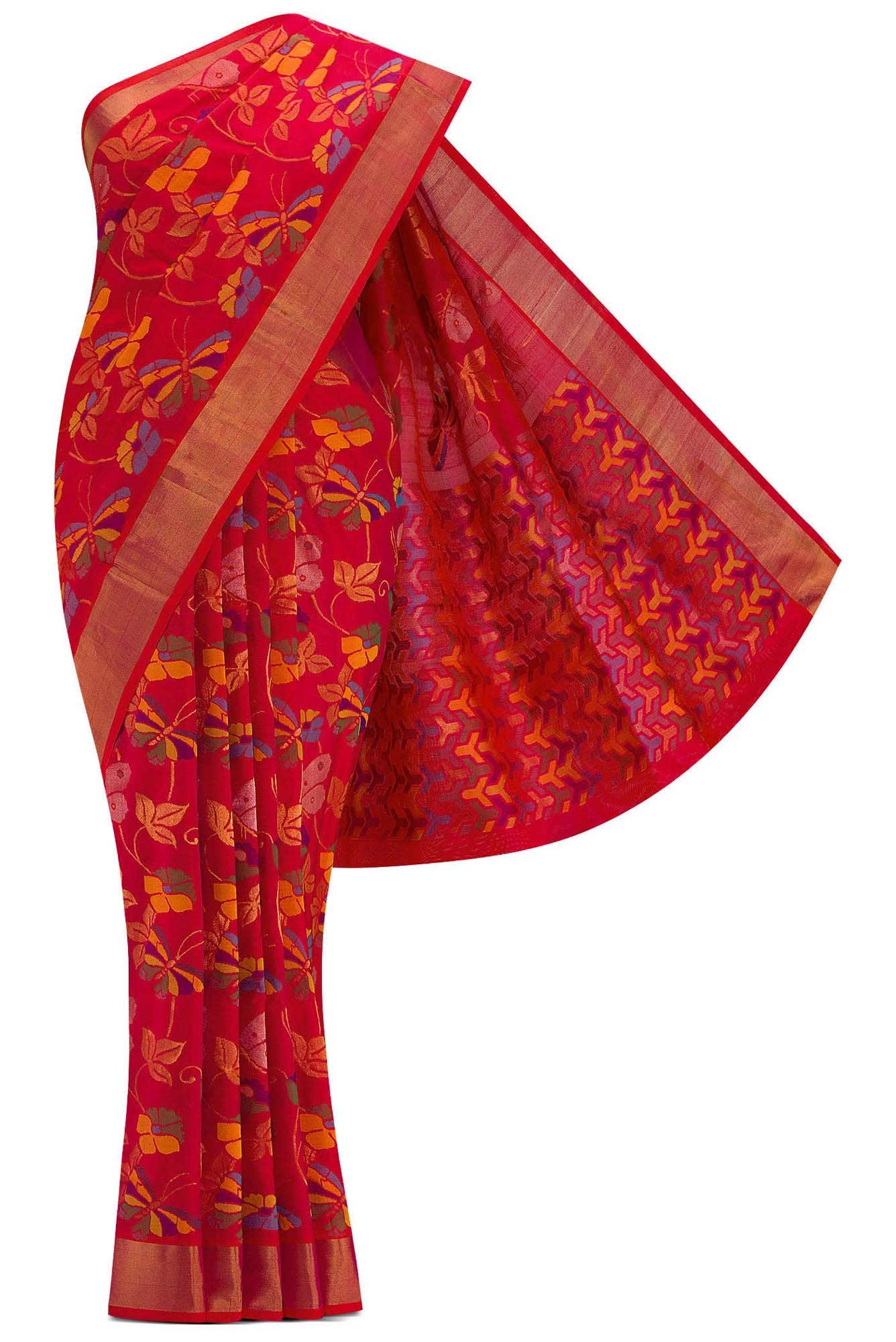 Orange Dual Tone Uppada Silk Saree
