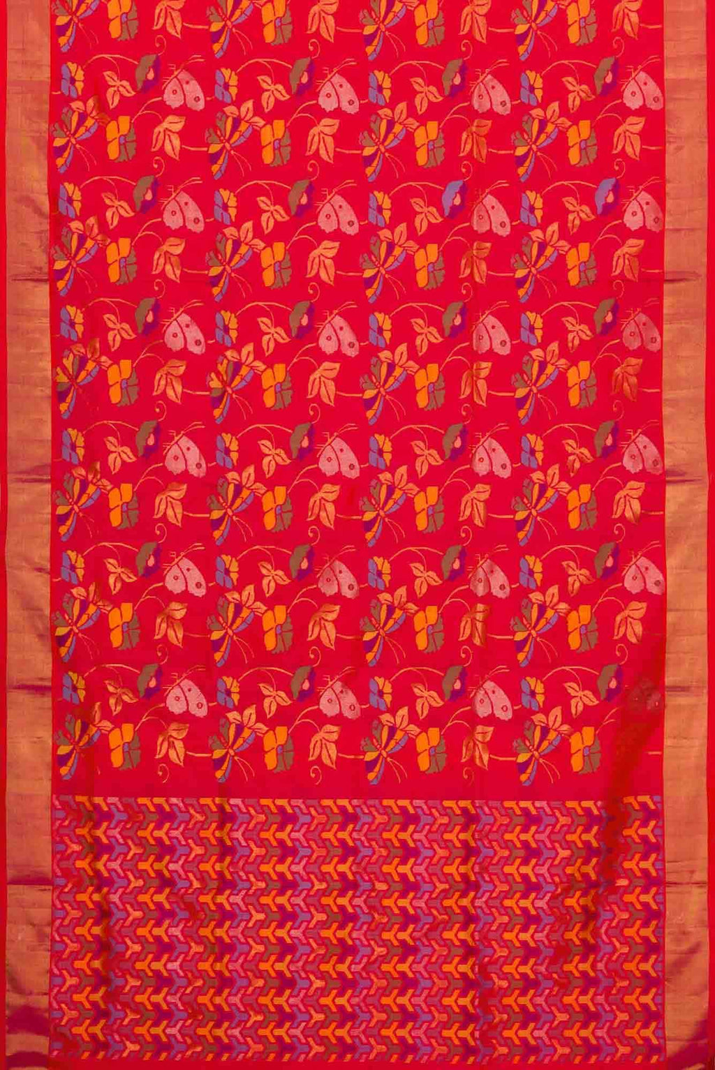 Orange Dual Tone Uppada Silk Saree