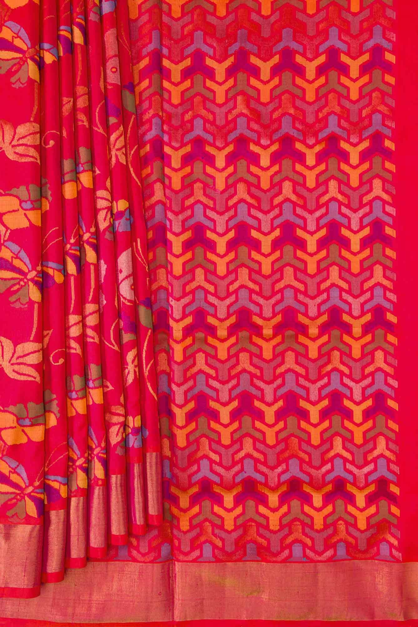 Orange Dual Tone Uppada Silk Saree