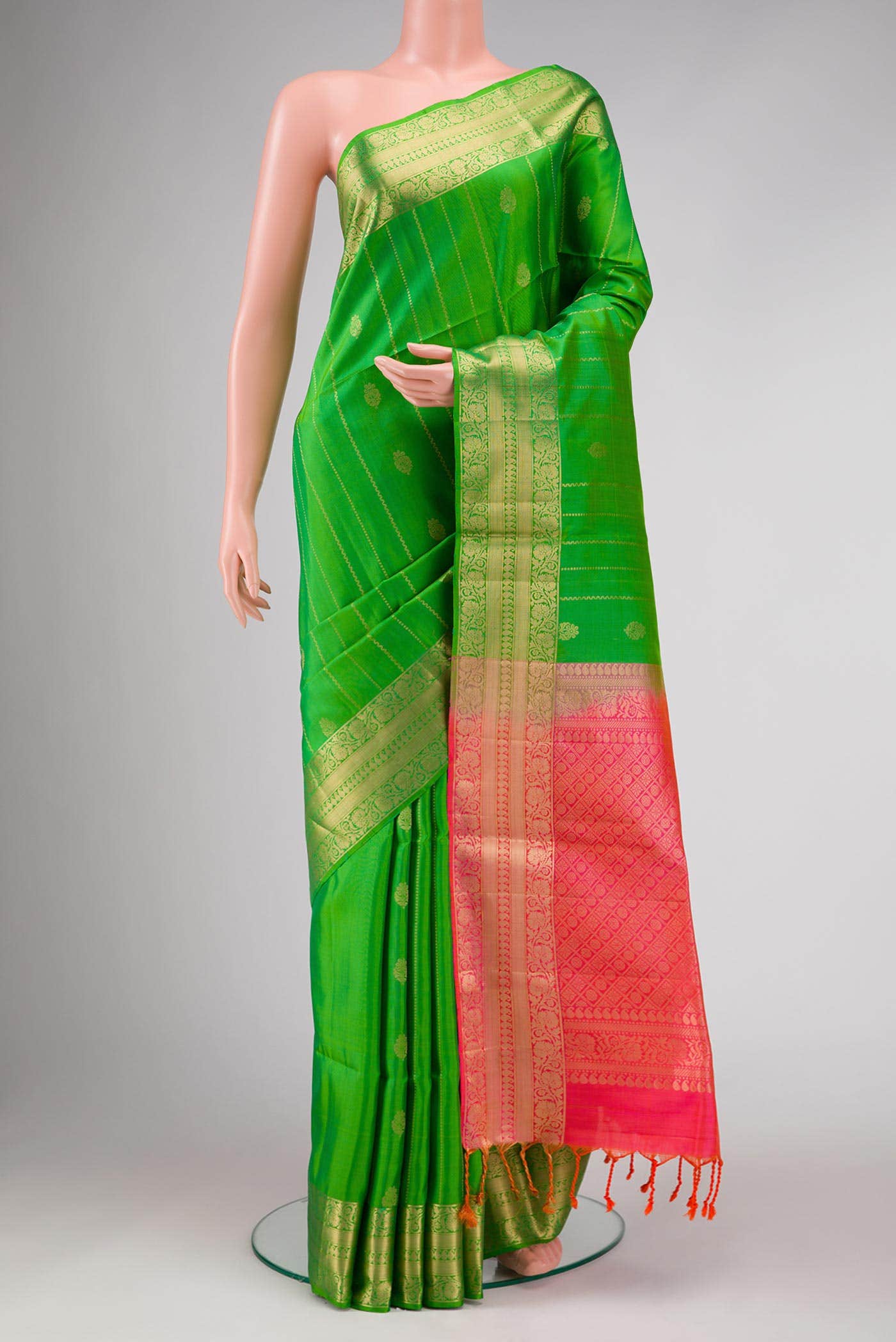Green Dual Tone Soft Silk Saree