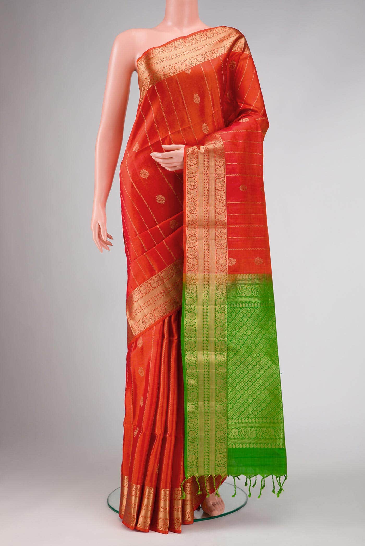 Orange Dual Tone Soft Silk Saree