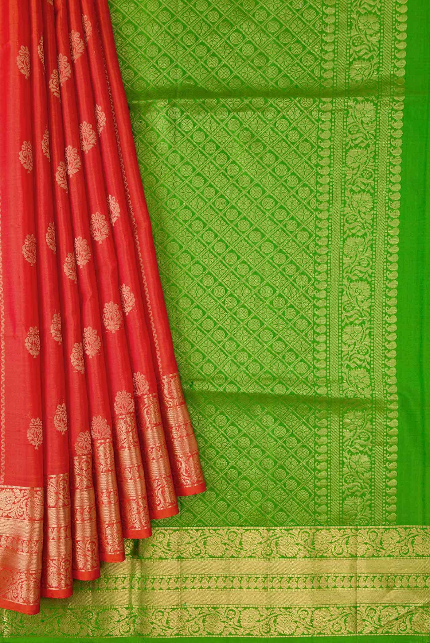 Orange Dual Tone Soft Silk Saree