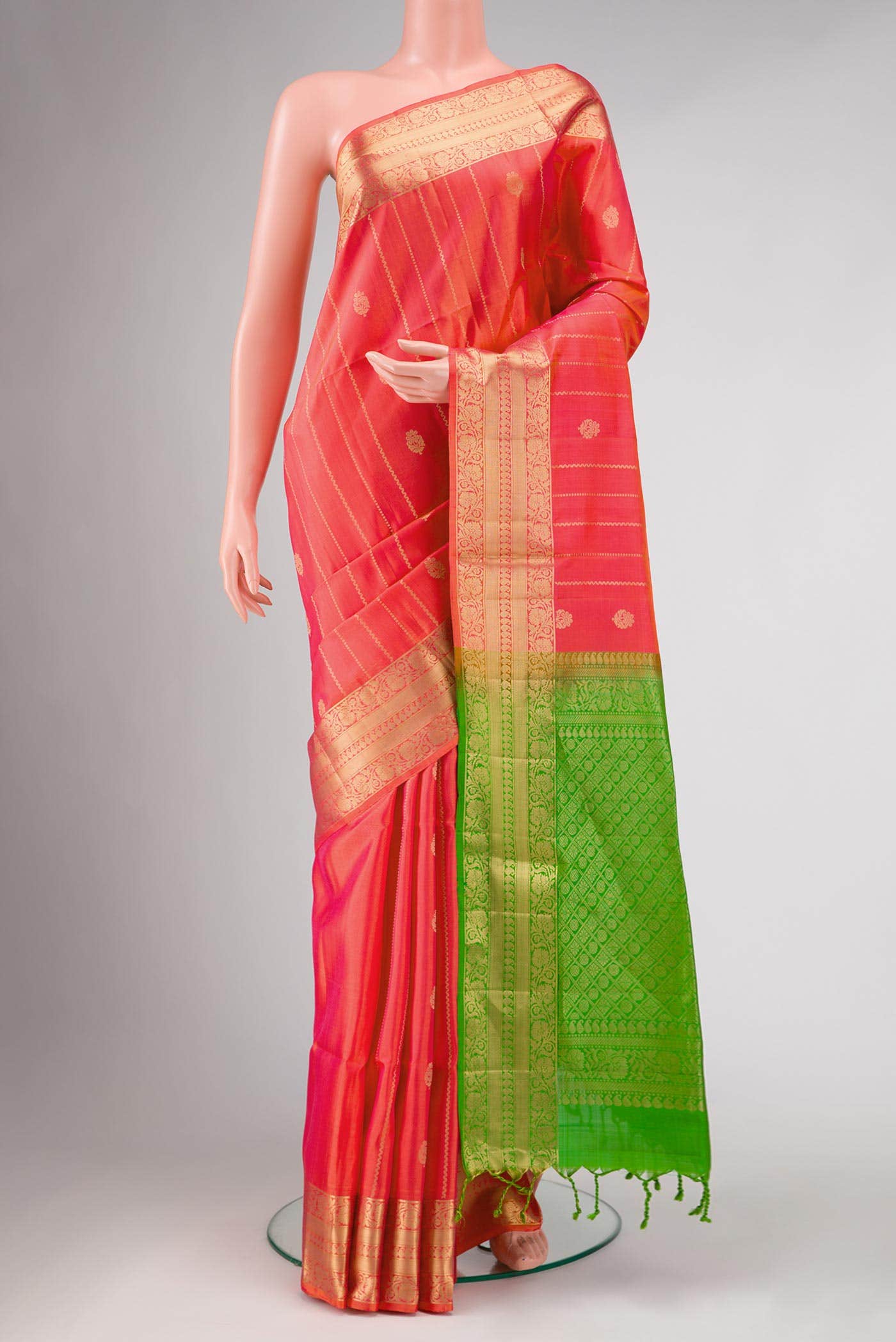 Coral Dual Tone Soft Silk Saree