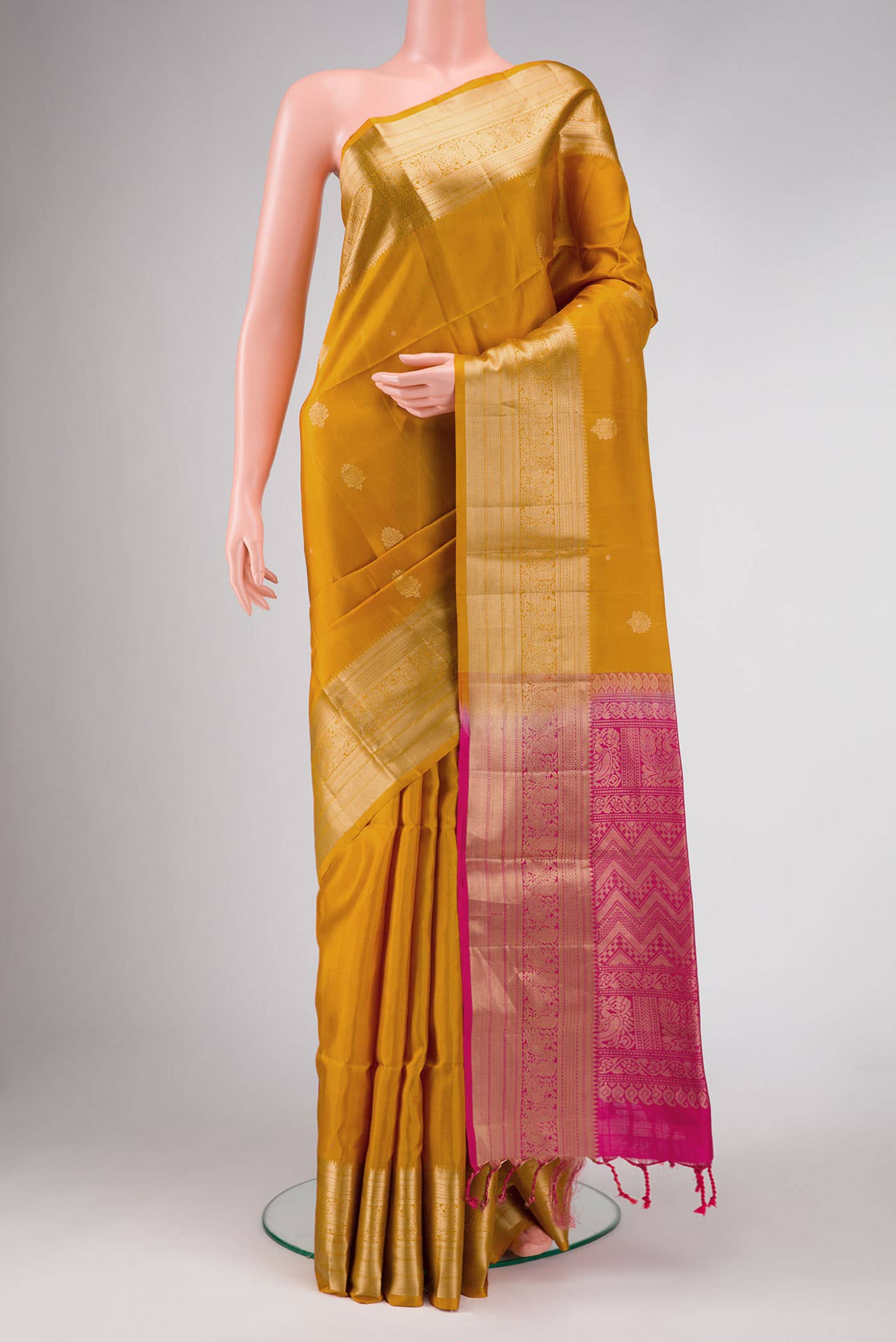 Mustard Dual Tone Soft Silk Saree