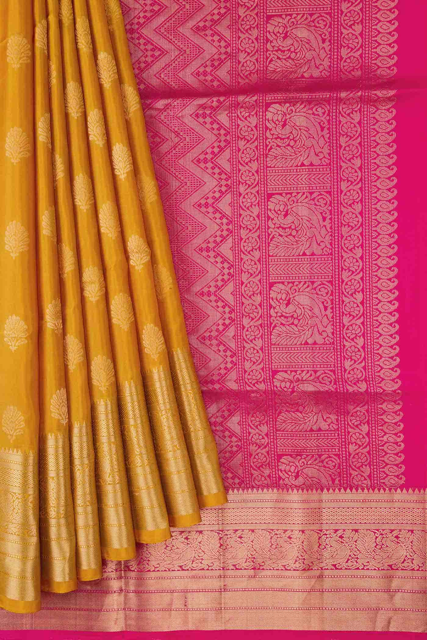 Mustard Dual Tone Soft Silk Saree