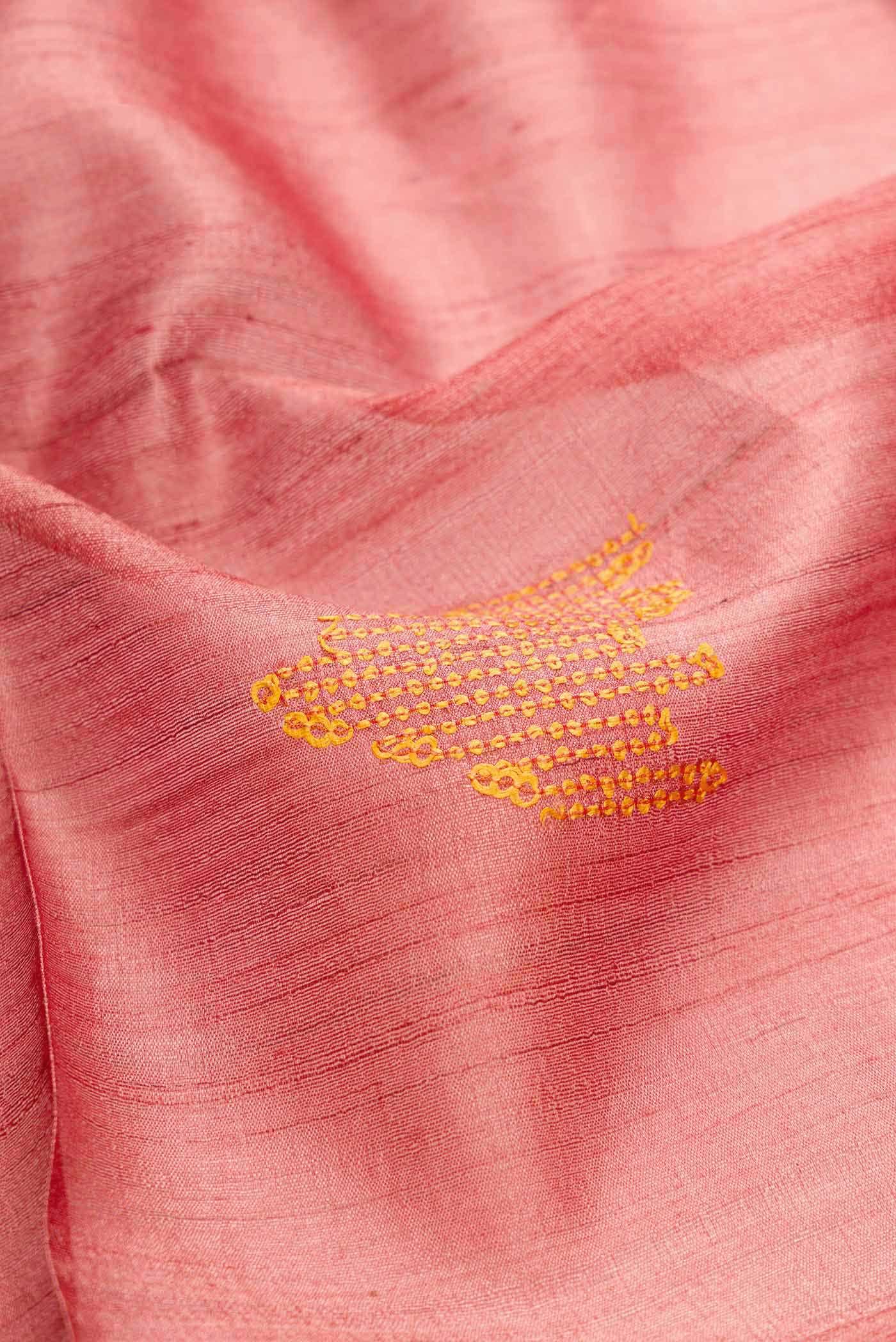 Rose Gold Tussar Silk Saree
