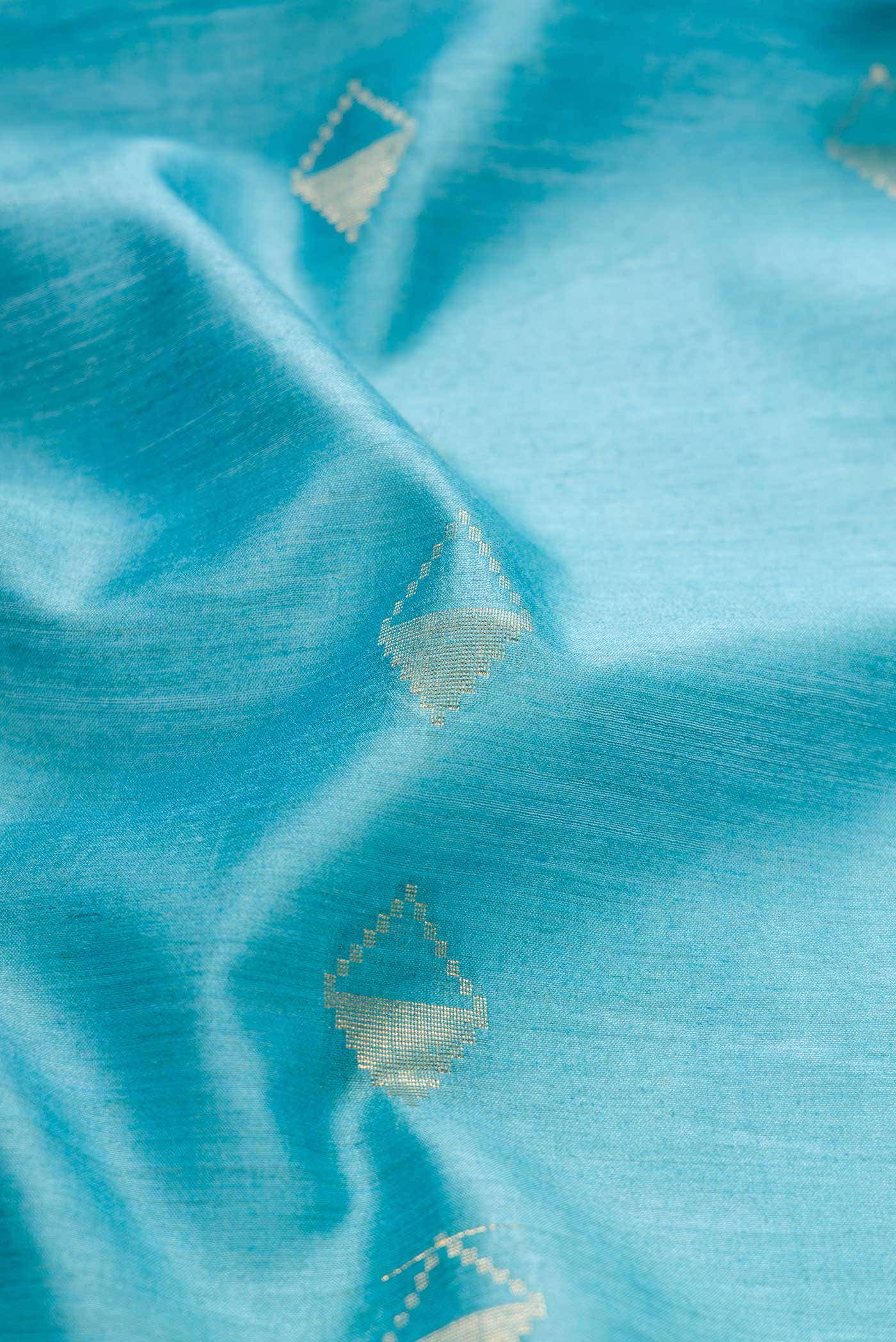 Sky Blue Tussar Silk Saree