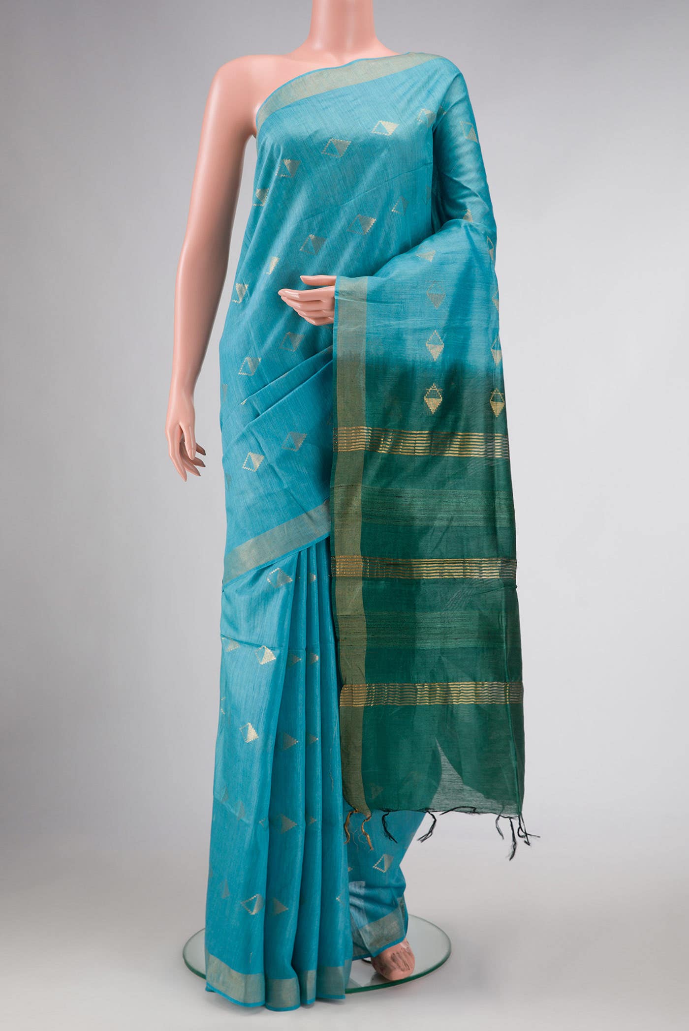 Sky Blue Tussar Silk Saree