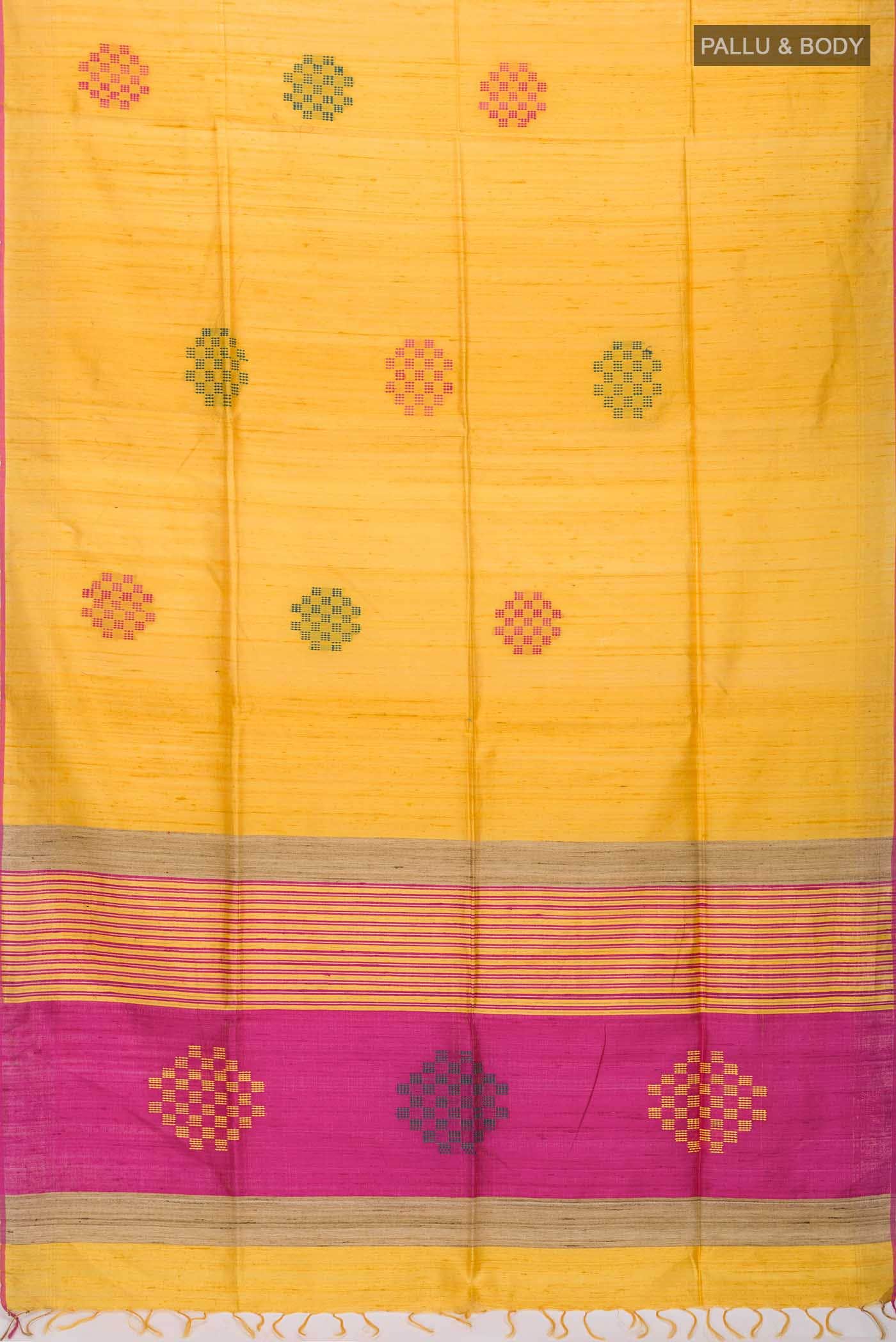 Yellow Tussar Silk Saree