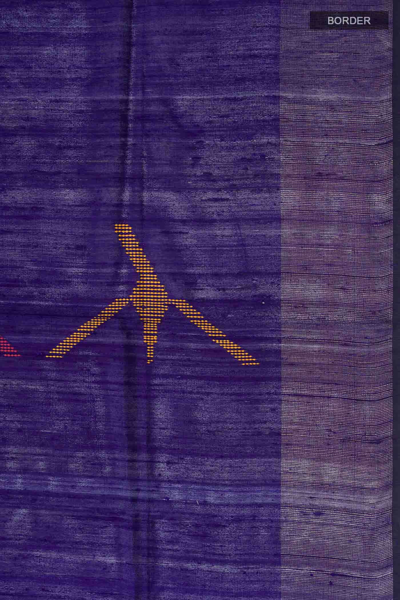 Navy Blue Tussar Silk Saree