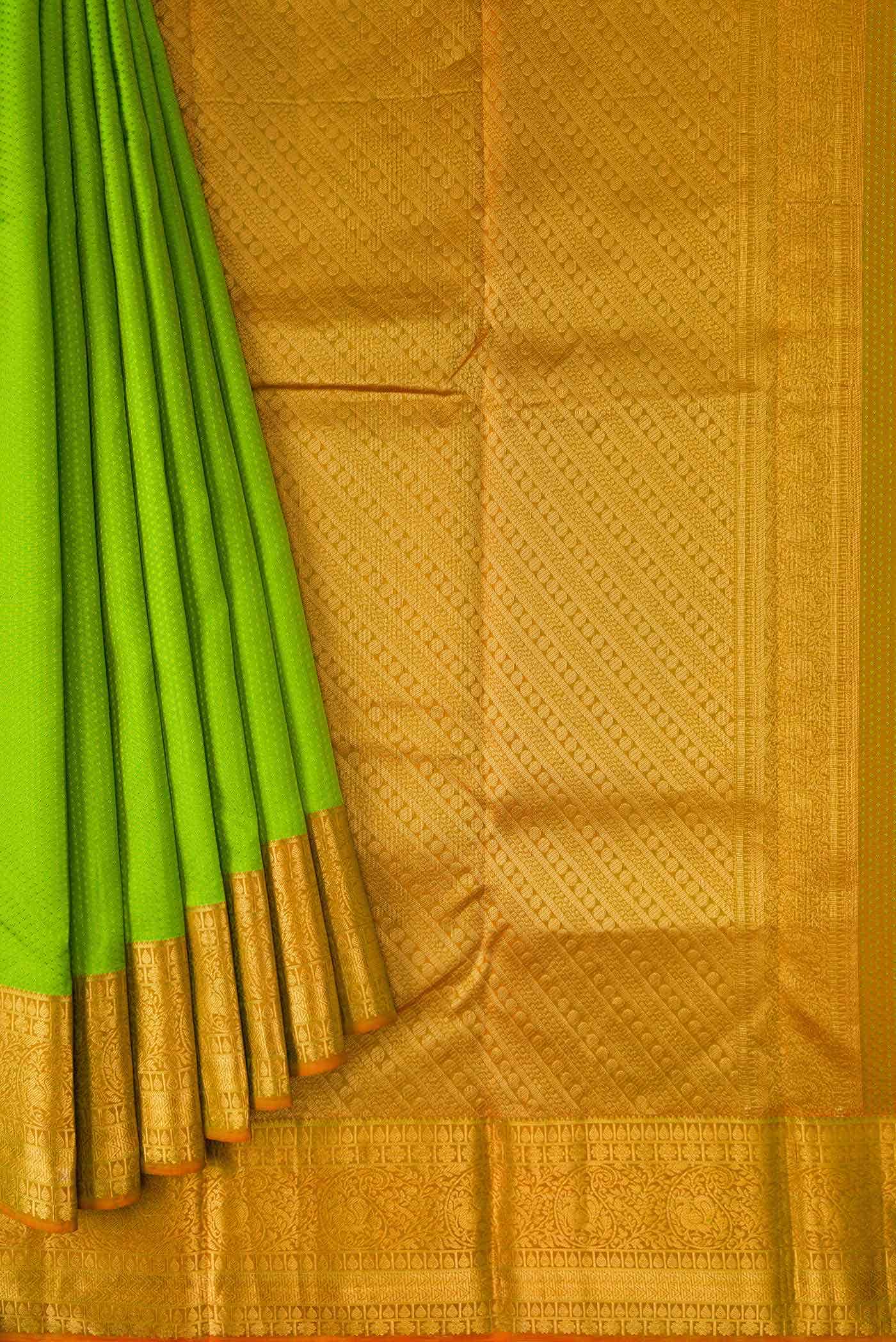 Parrot Green Kanchipuram Silk Saree