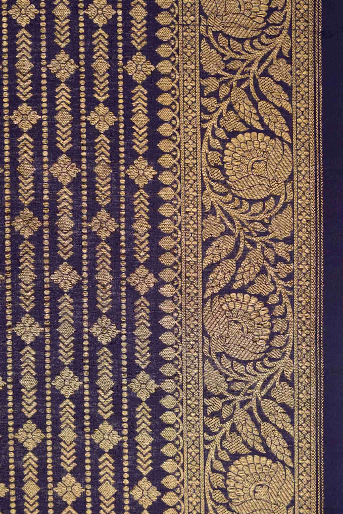 Navy Blue Dual Tone Banarasi Silk Saree