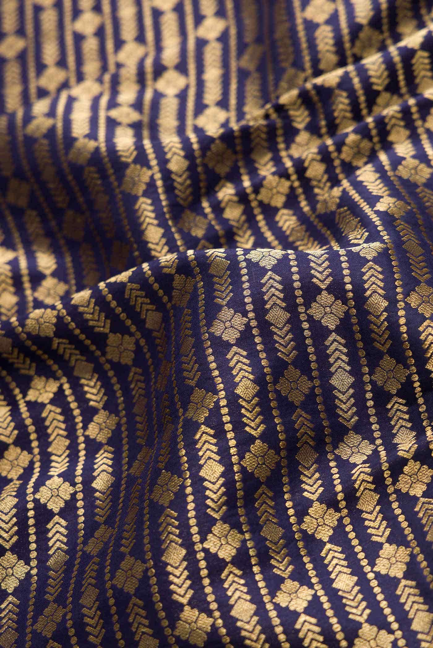 Navy Blue Dual Tone Banarasi Silk Saree