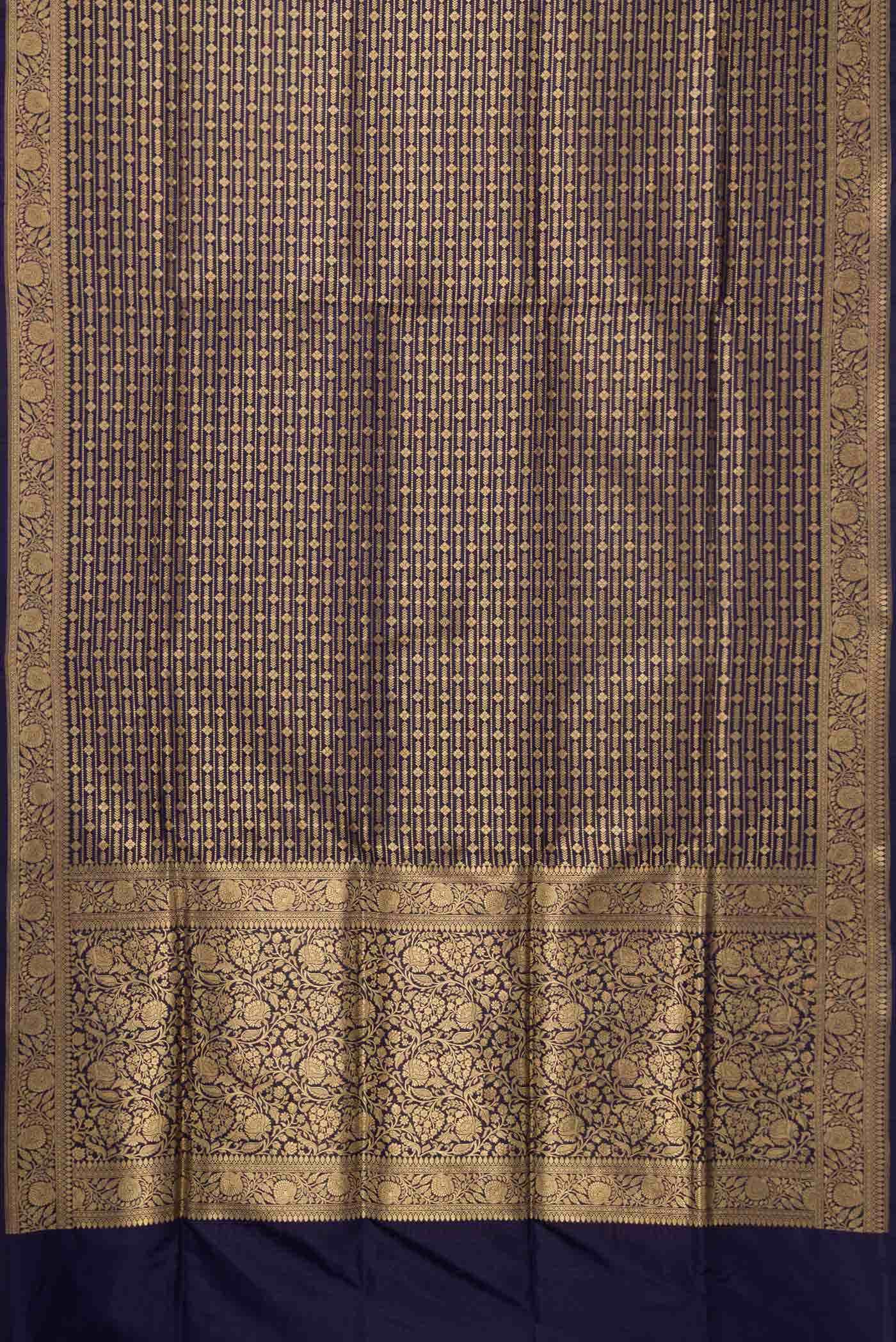 Navy Blue Dual Tone Banarasi Silk Saree