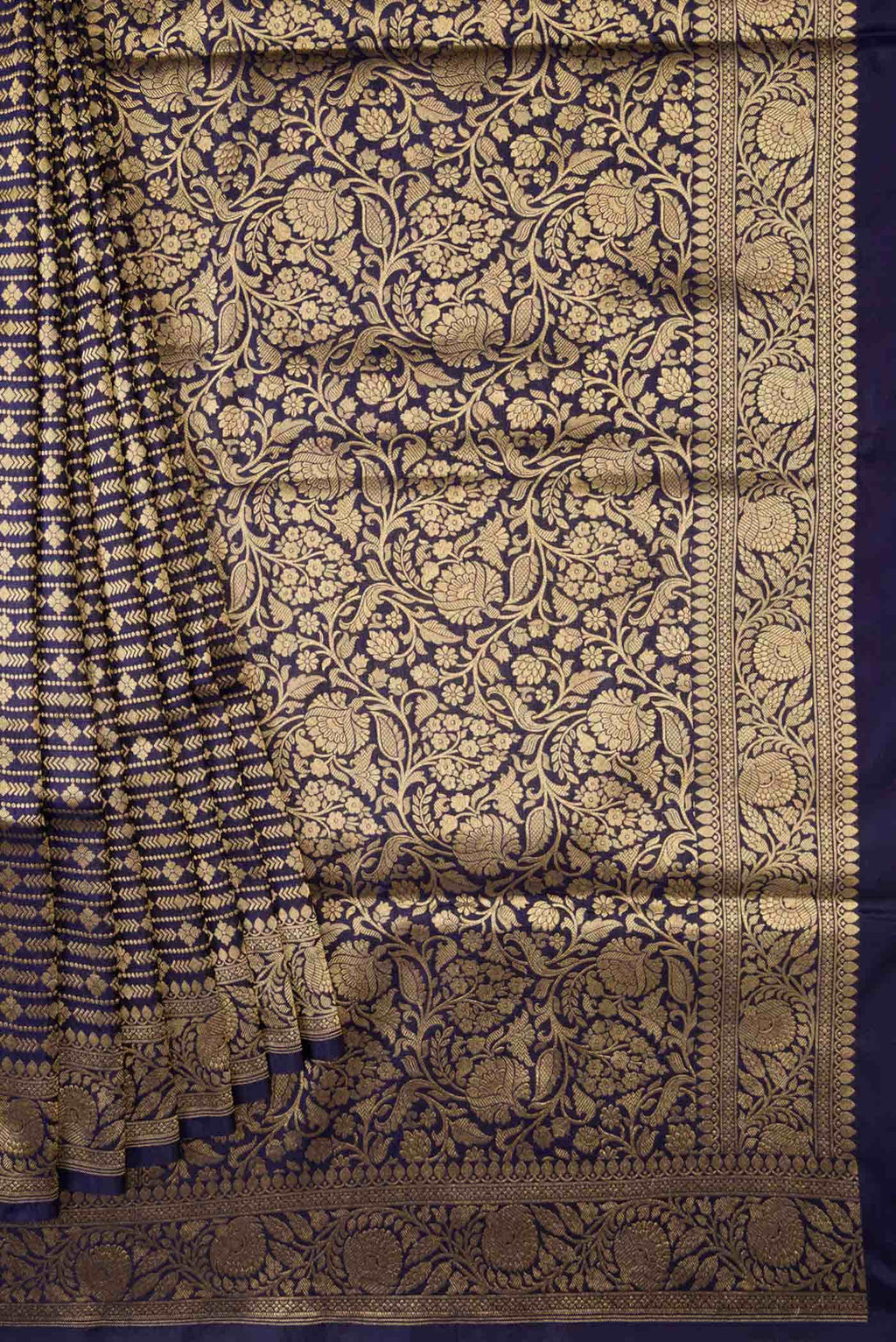 Navy Blue Dual Tone Banarasi Silk Saree