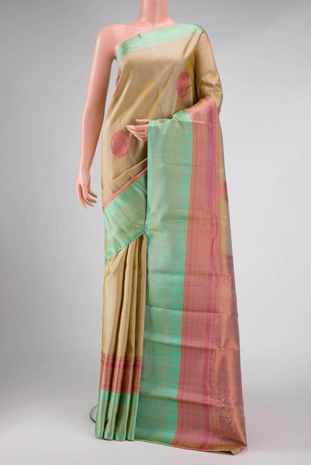 Dark Beige Kanchipuram Silk Saree