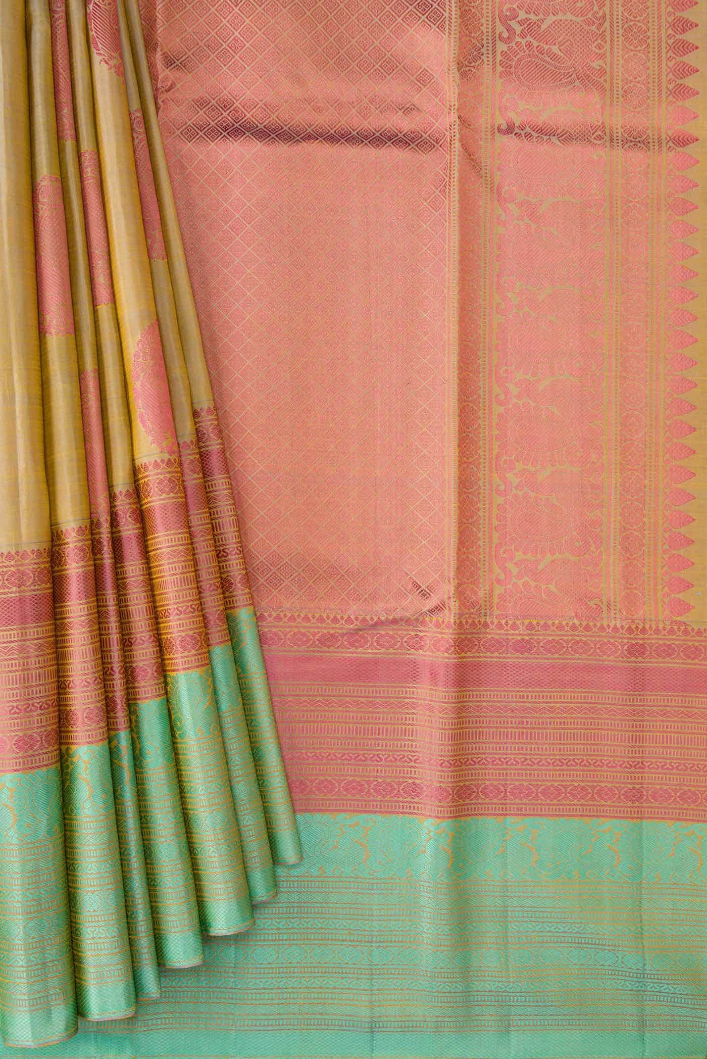 Dark Beige Kanchipuram Silk Saree