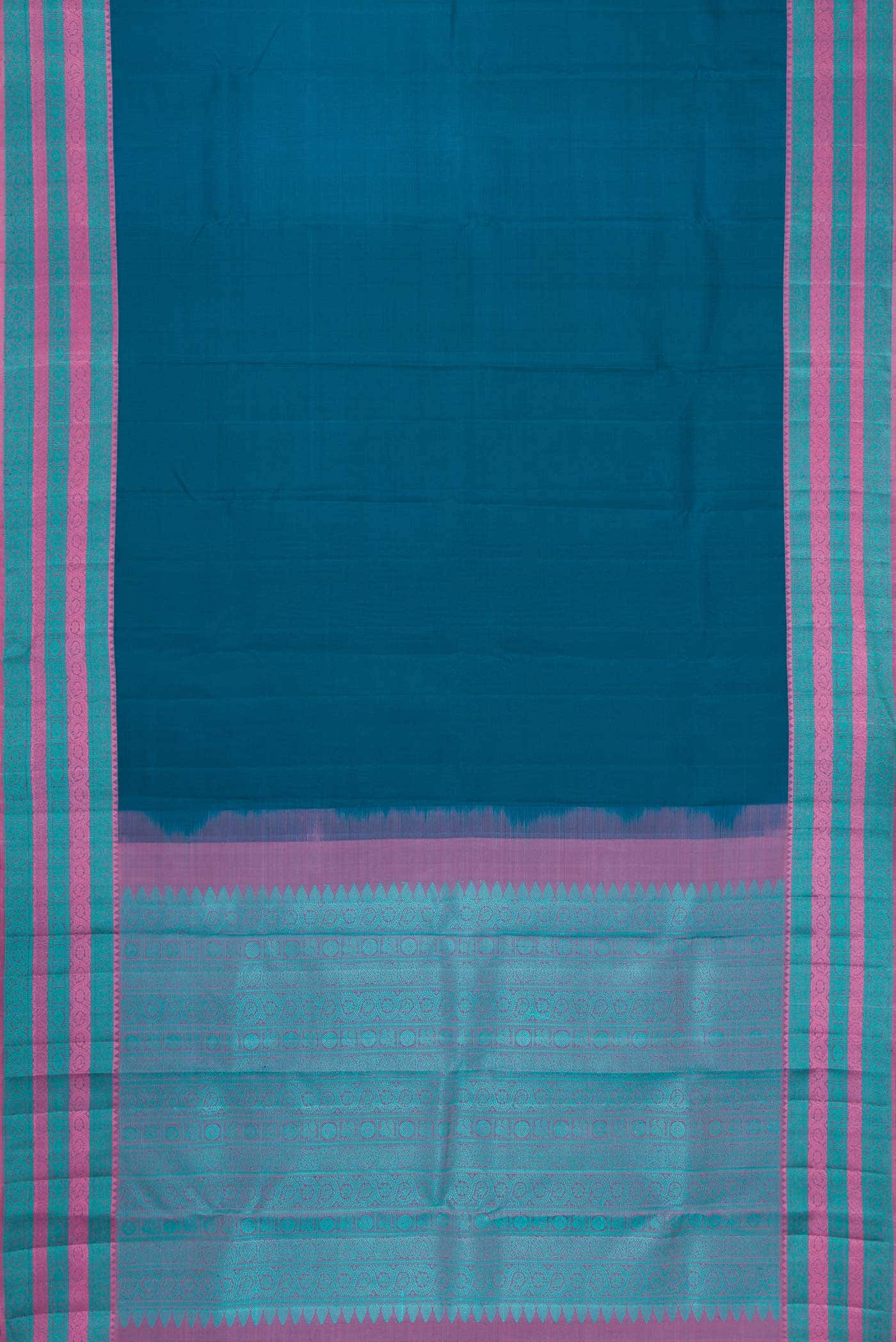 Peacock Sea Blue Dual Tone Kanchipuram Silk Saree