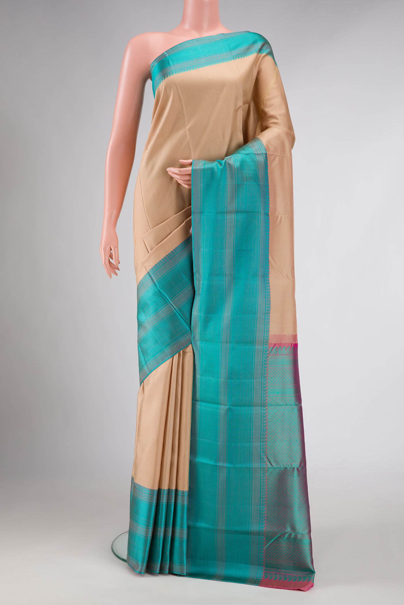 Cream Kanchipuram Silk Saree