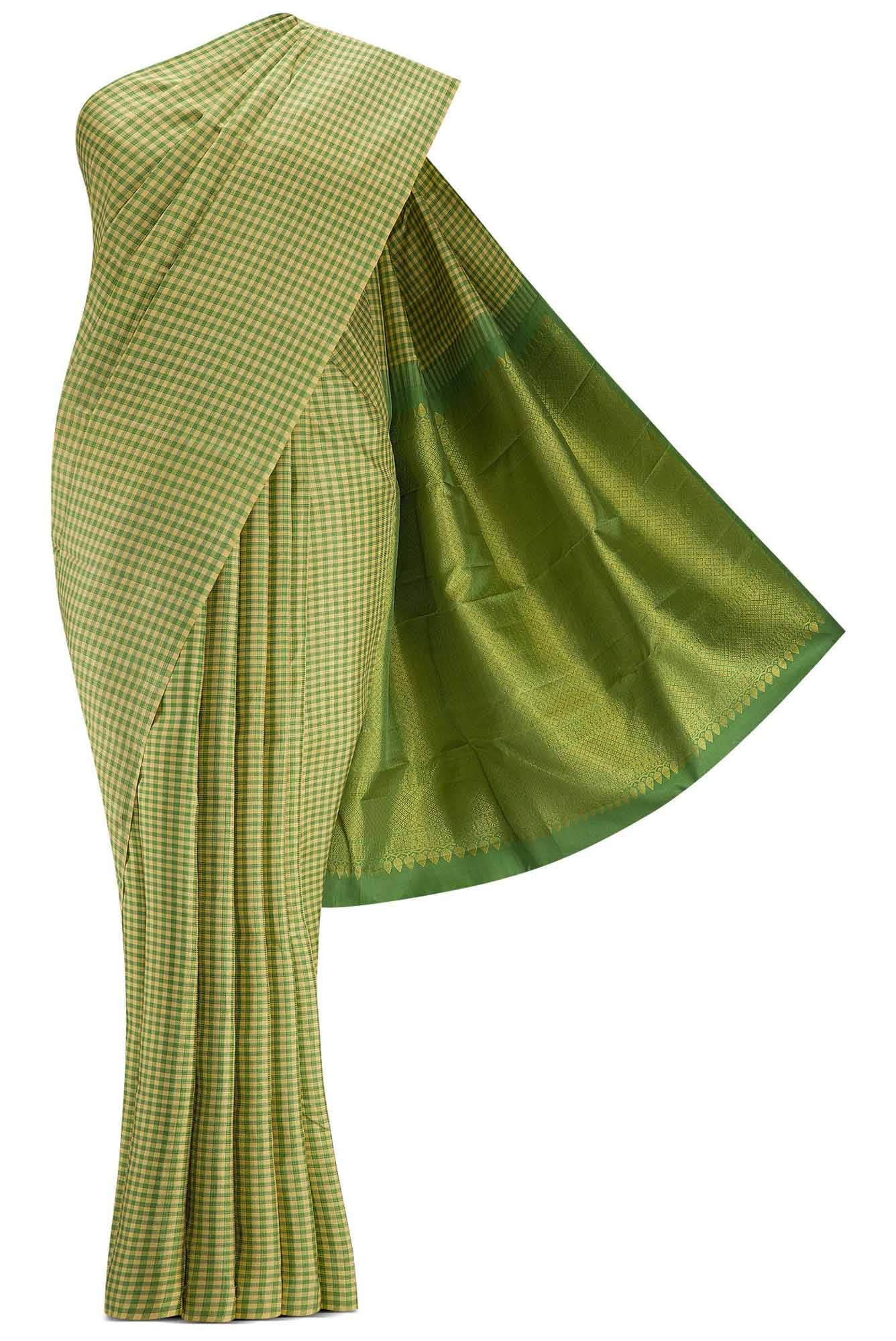Green and Sandal Dual Tone Kanchipuram Silk Saree