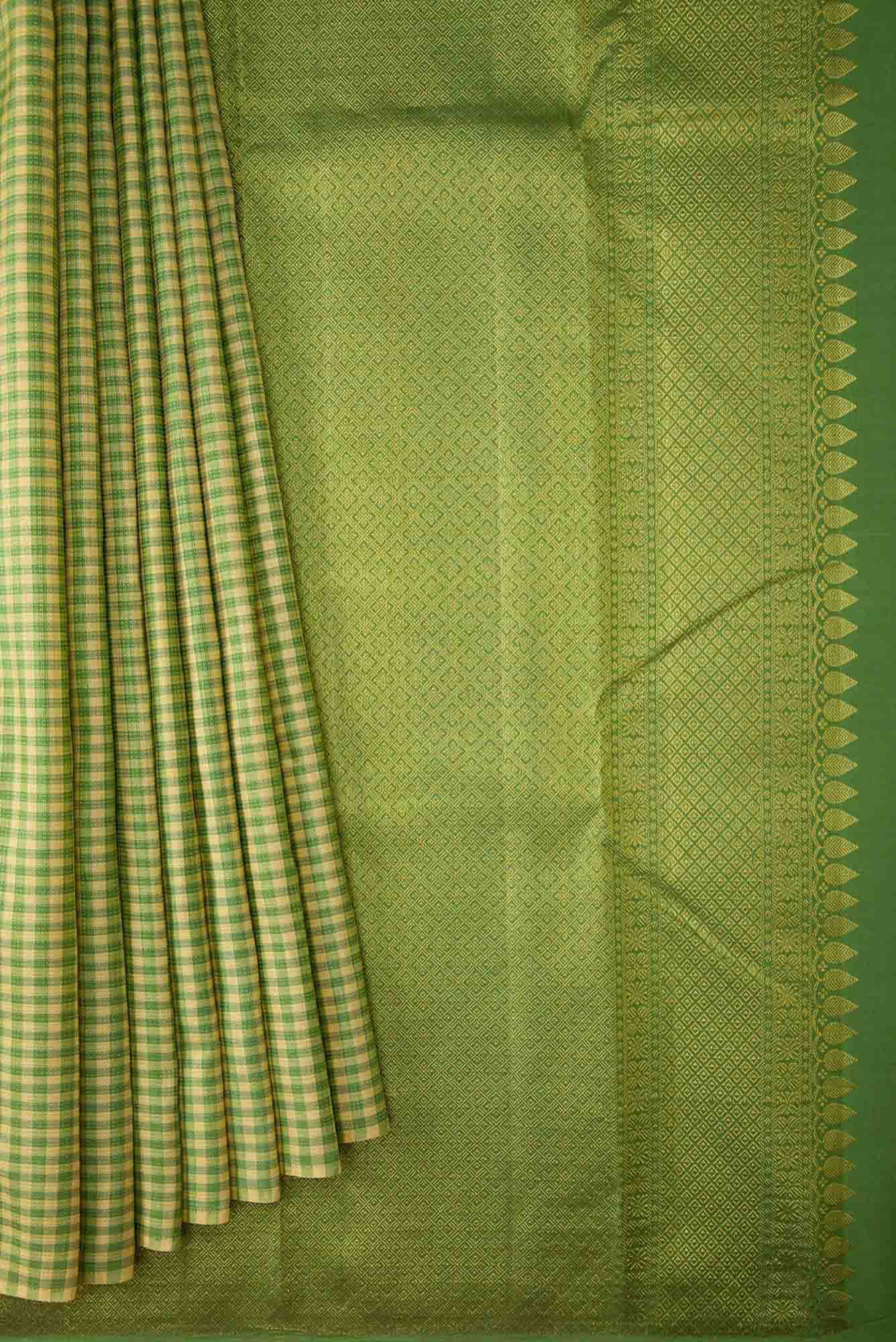 Green and Sandal Dual Tone Kanchipuram Silk Saree