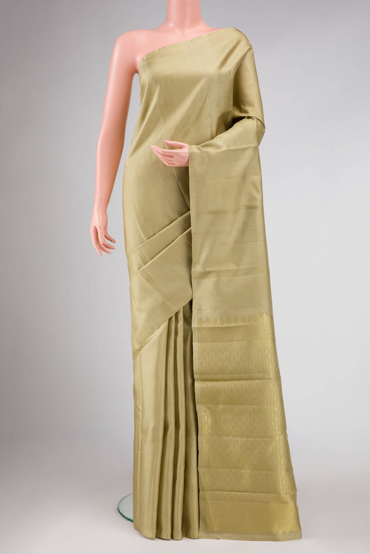 Beige Dual Tone Kanchipuram Silk Saree