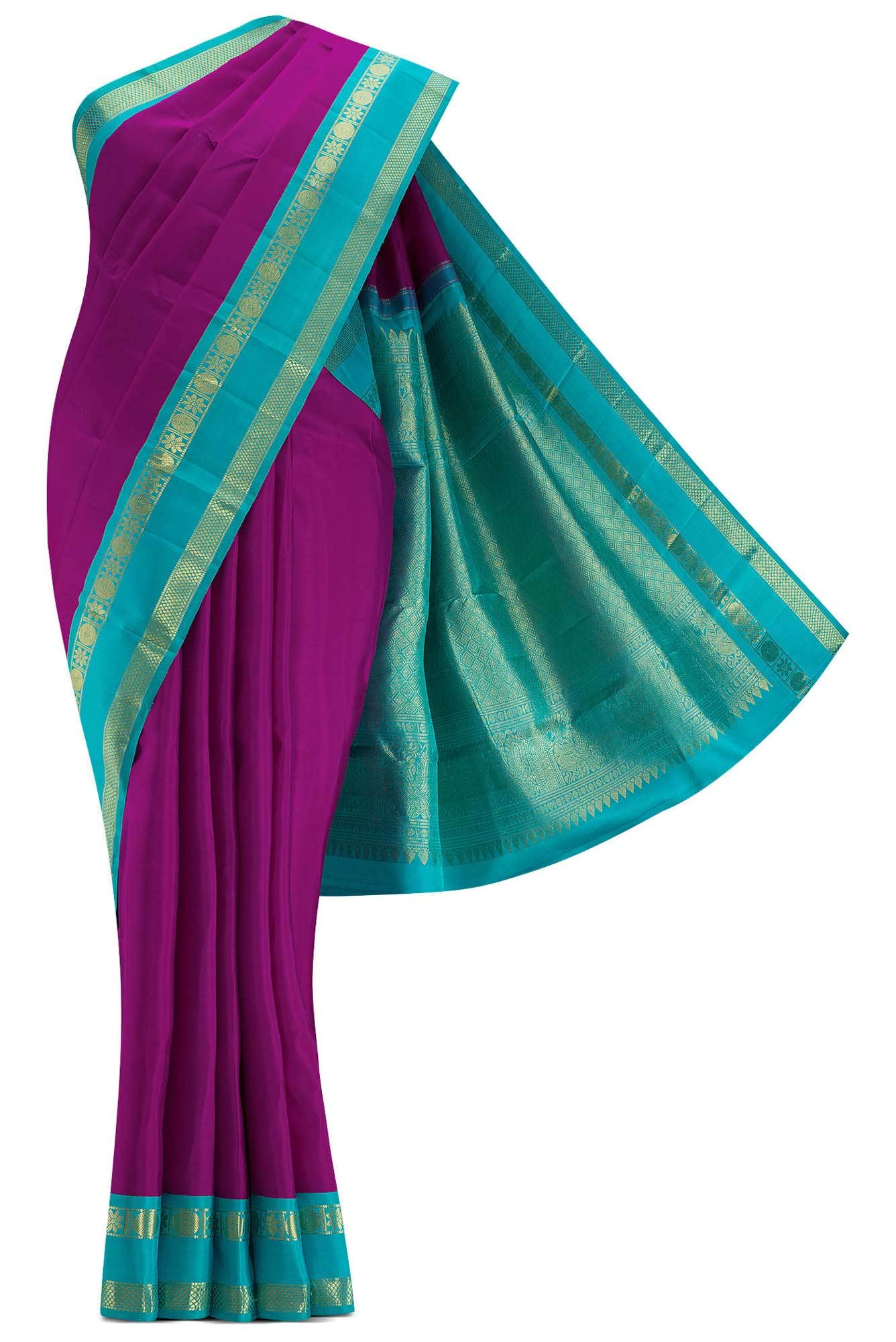 Purple Dual Tone Kanchipuram Silk Saree