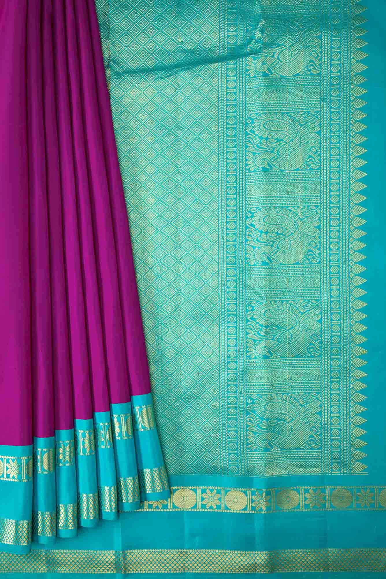 Purple Dual Tone Kanchipuram Silk Saree
