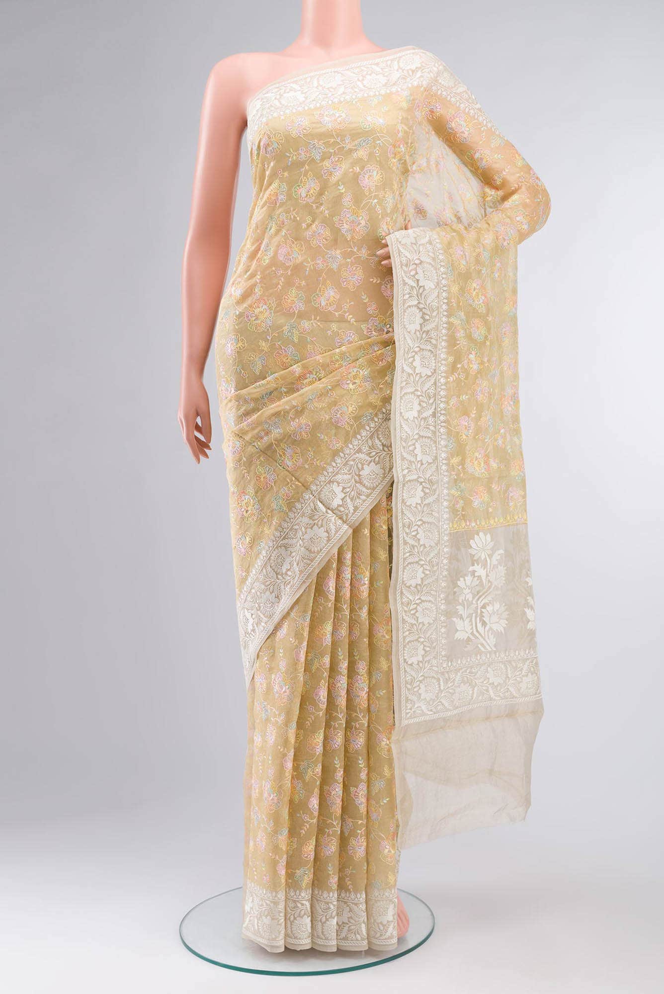 Sandal Organza Silk Saree