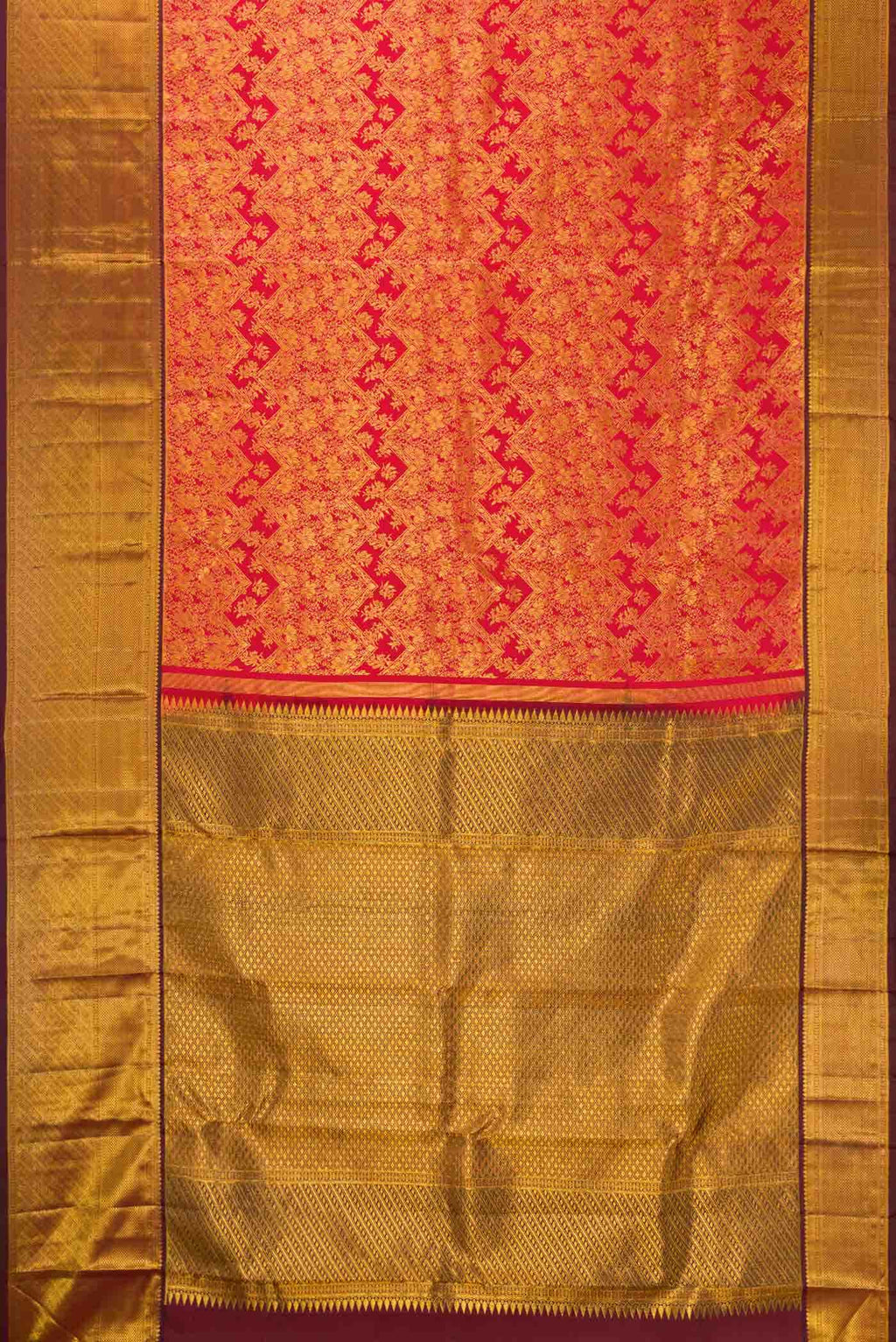 Red Dual Tone Kanchipuram Silk Saree