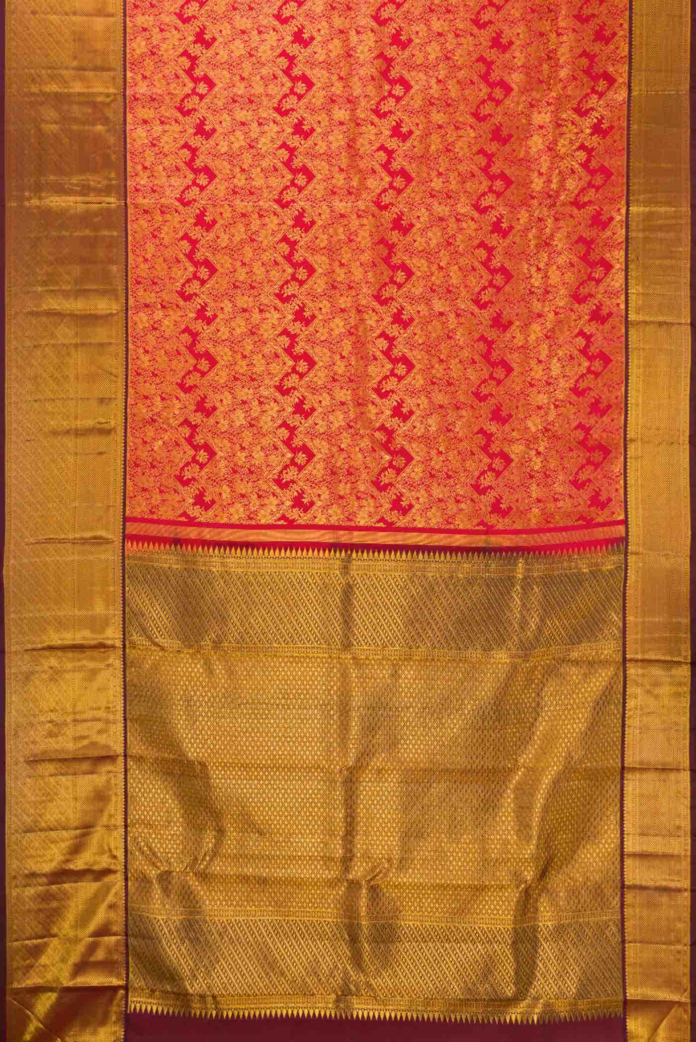 Red Dual Tone Kanchipuram Silk Saree