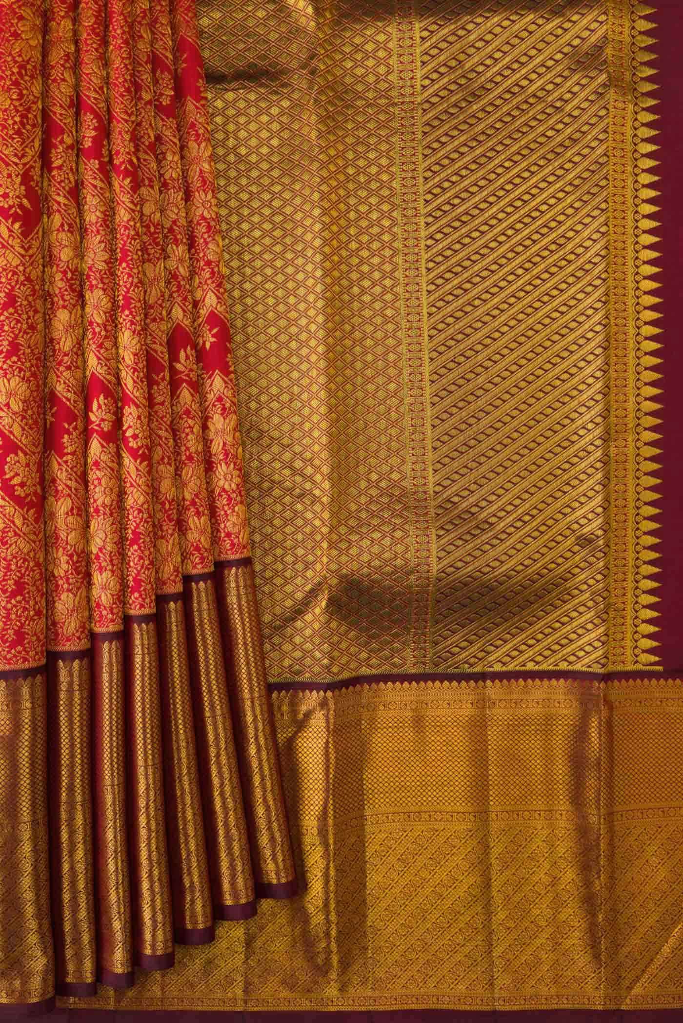 Red Dual Tone Kanchipuram Silk Saree