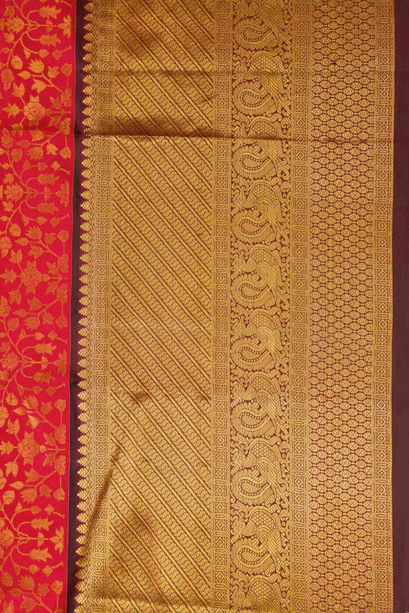 Red Dual Tone Kanchipuram Silk Saree