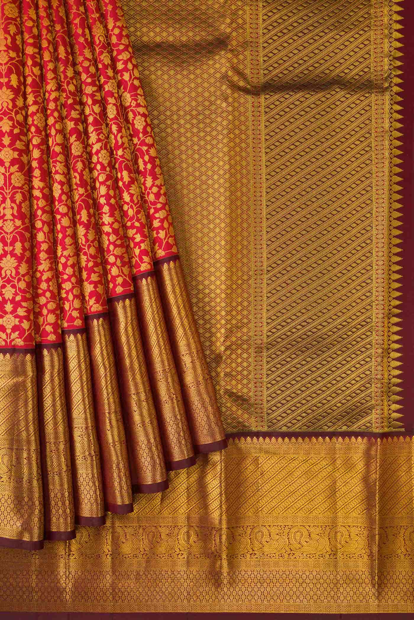 Red Dual Tone Kanchipuram Silk Saree