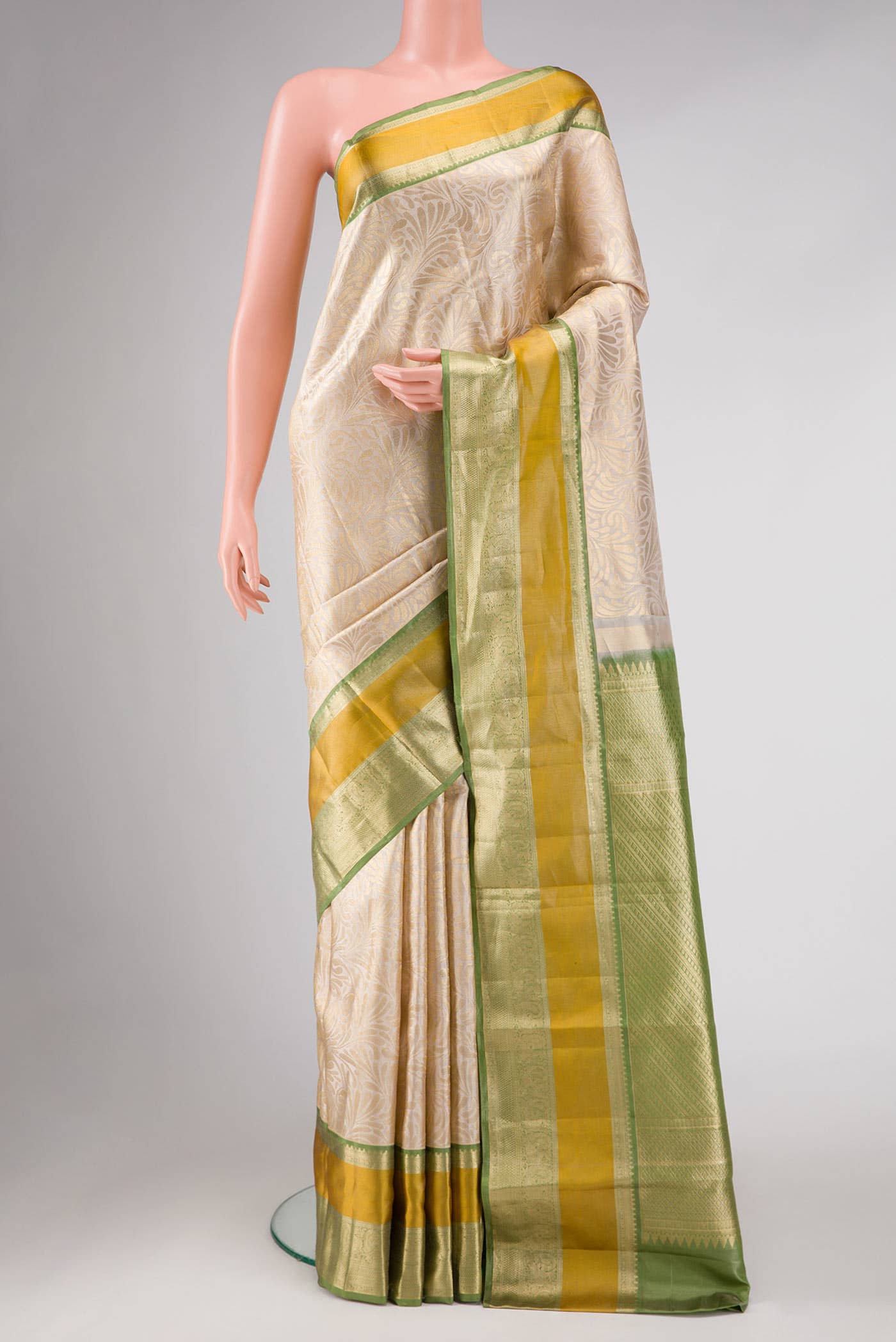 Beige Kanchipuram Silk Saree