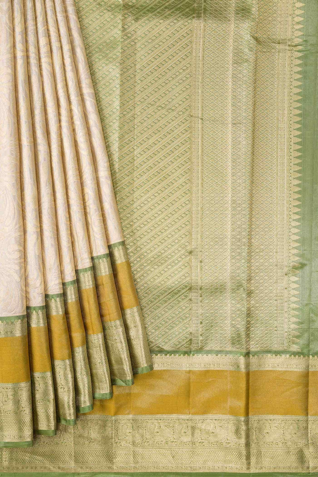 Beige Kanchipuram Silk Saree