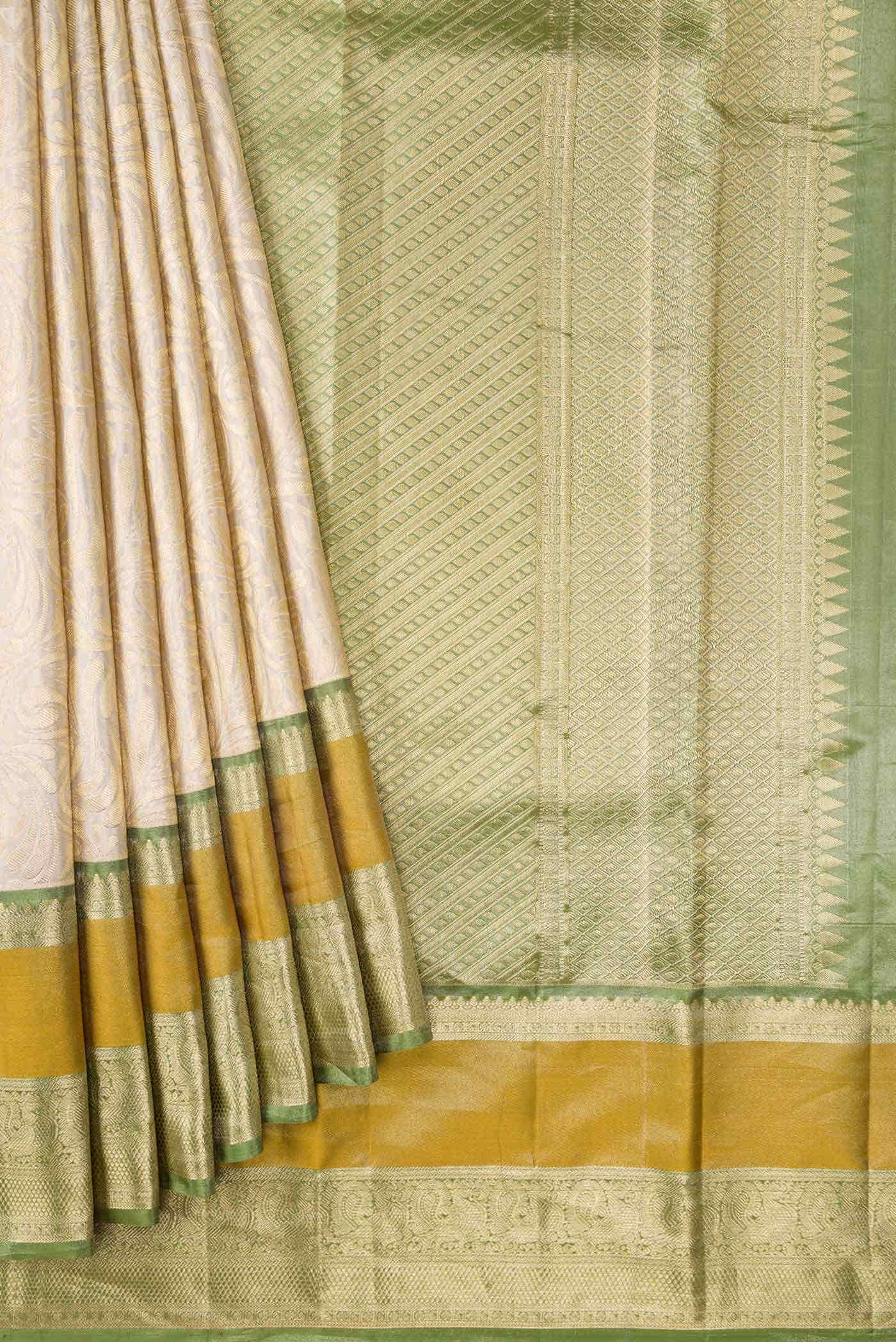 Beige Kanchipuram Silk Saree