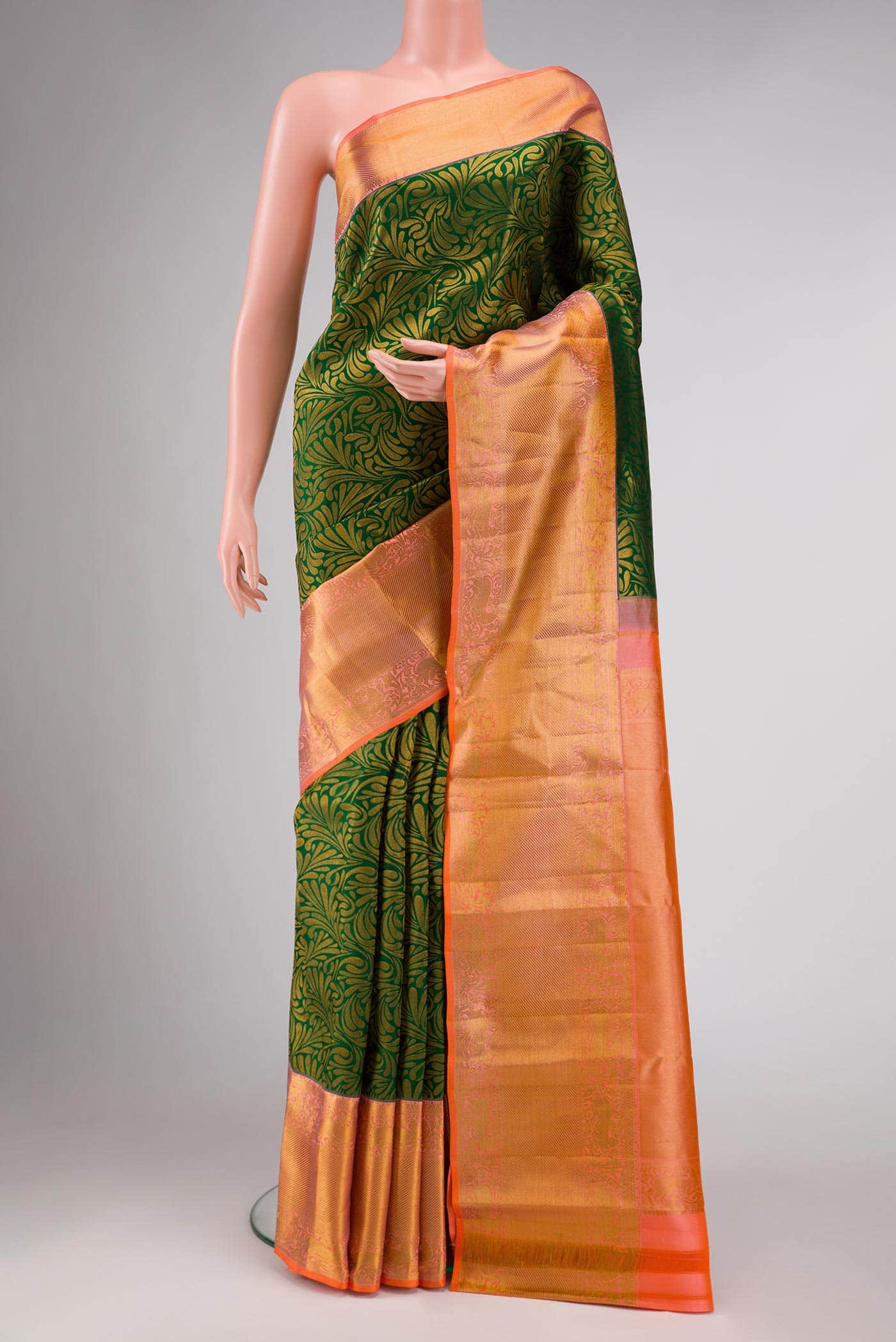 Bottle Green Kanchipuram Silk Saree