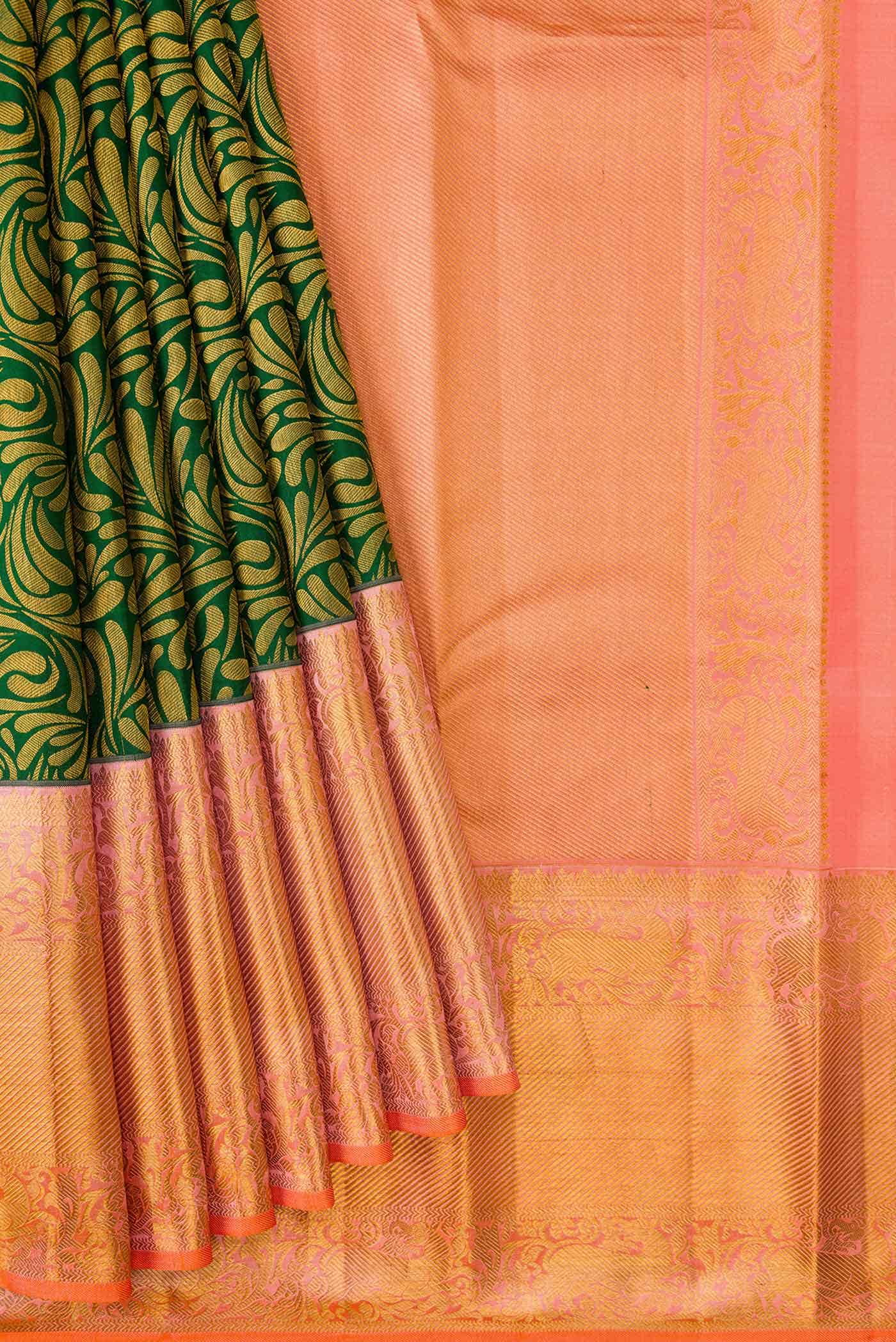 Bottle Green Kanchipuram Silk Saree