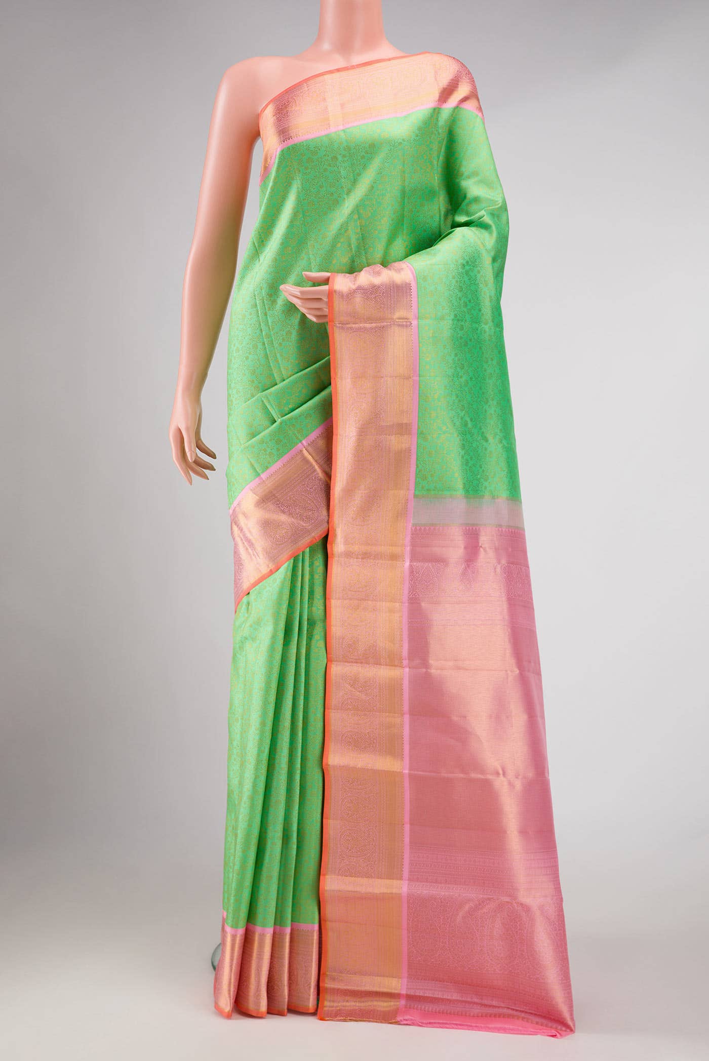 Parrot Green Kanchipuram Silk Saree