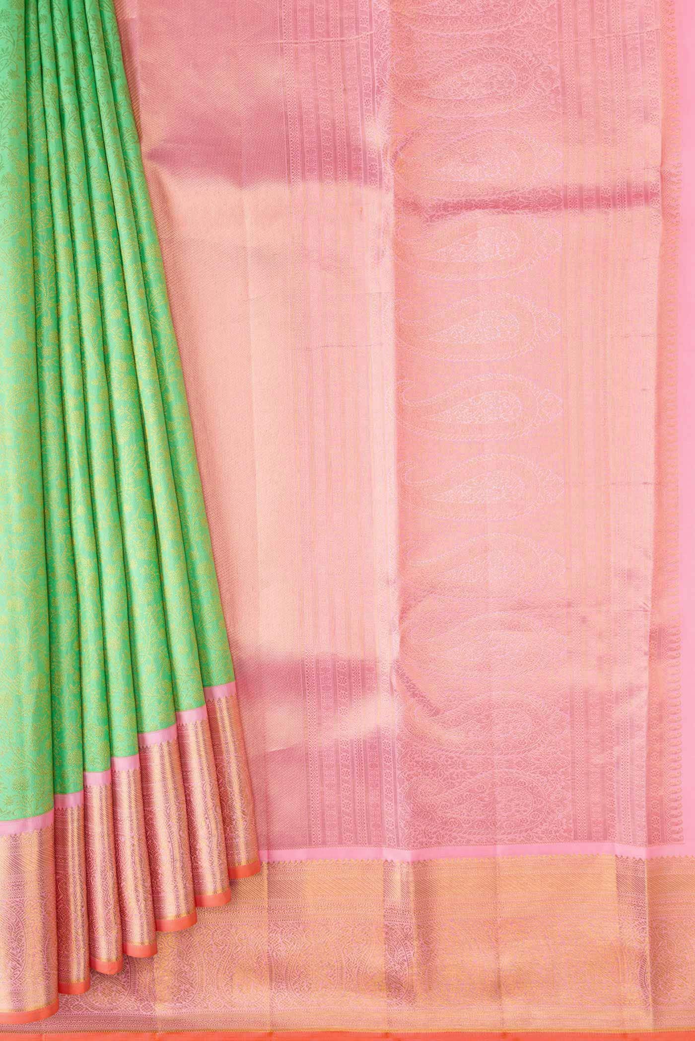Parrot Green Kanchipuram Silk Saree