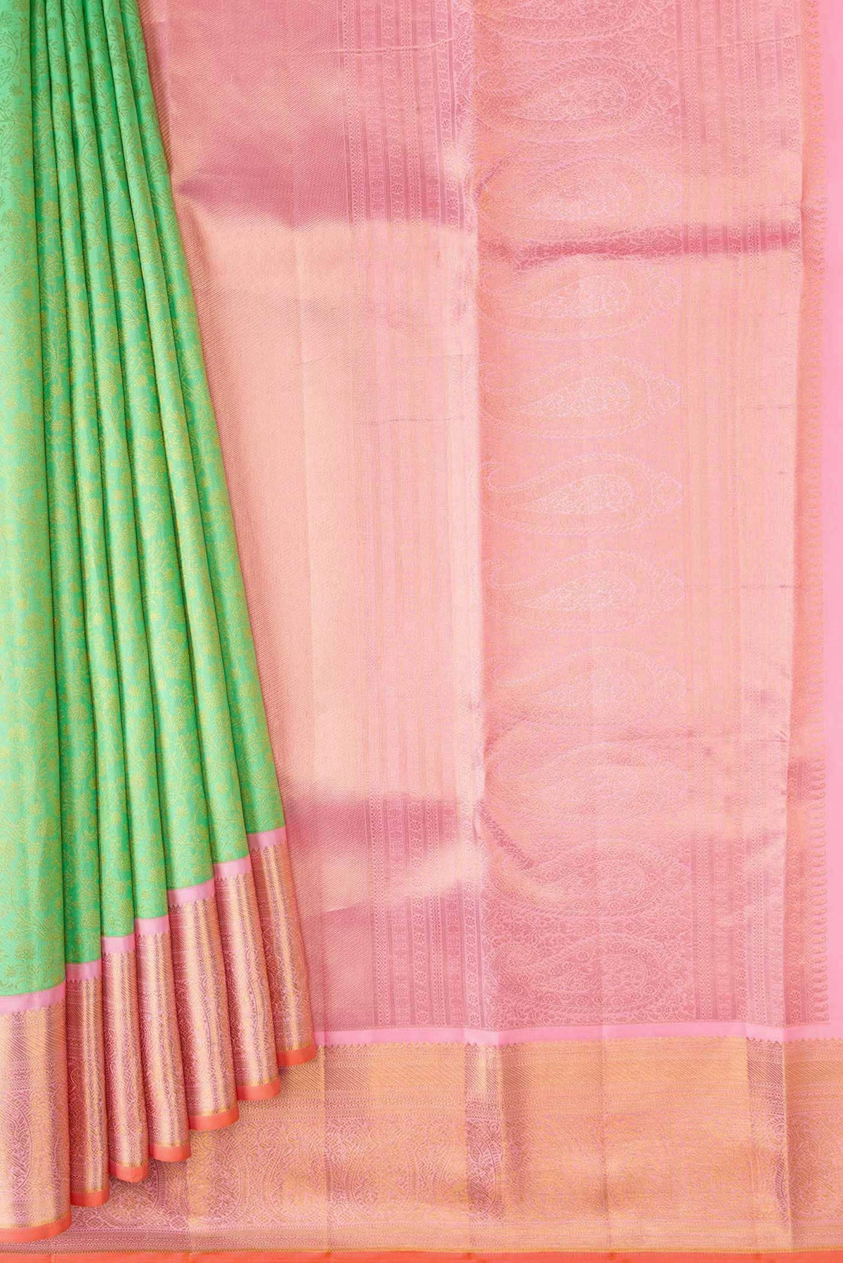 Parrot Green Kanjivaram Silk Saree