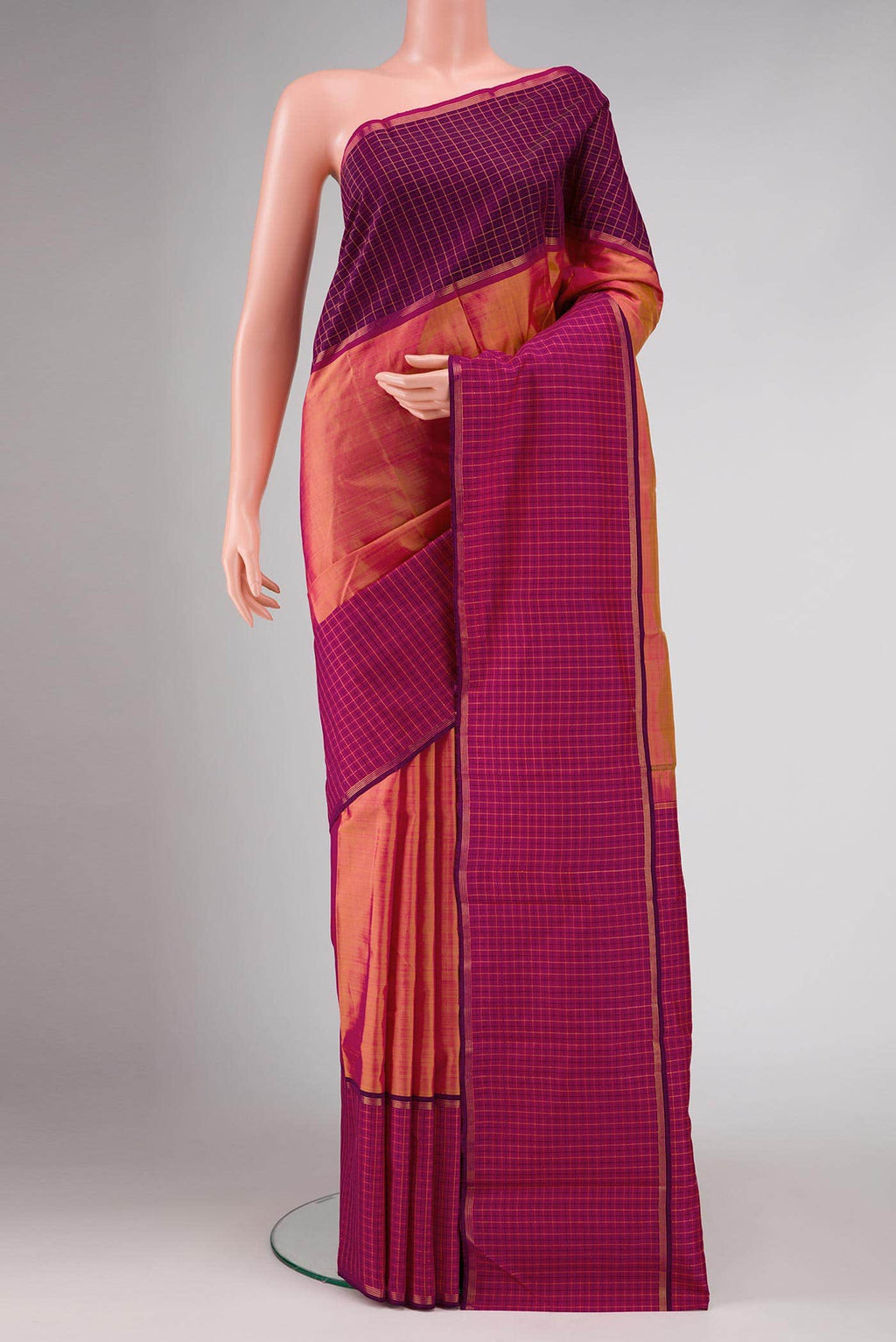 Pure Silk Pure Zari Mustard Dual Tone Kanchipuram Saree