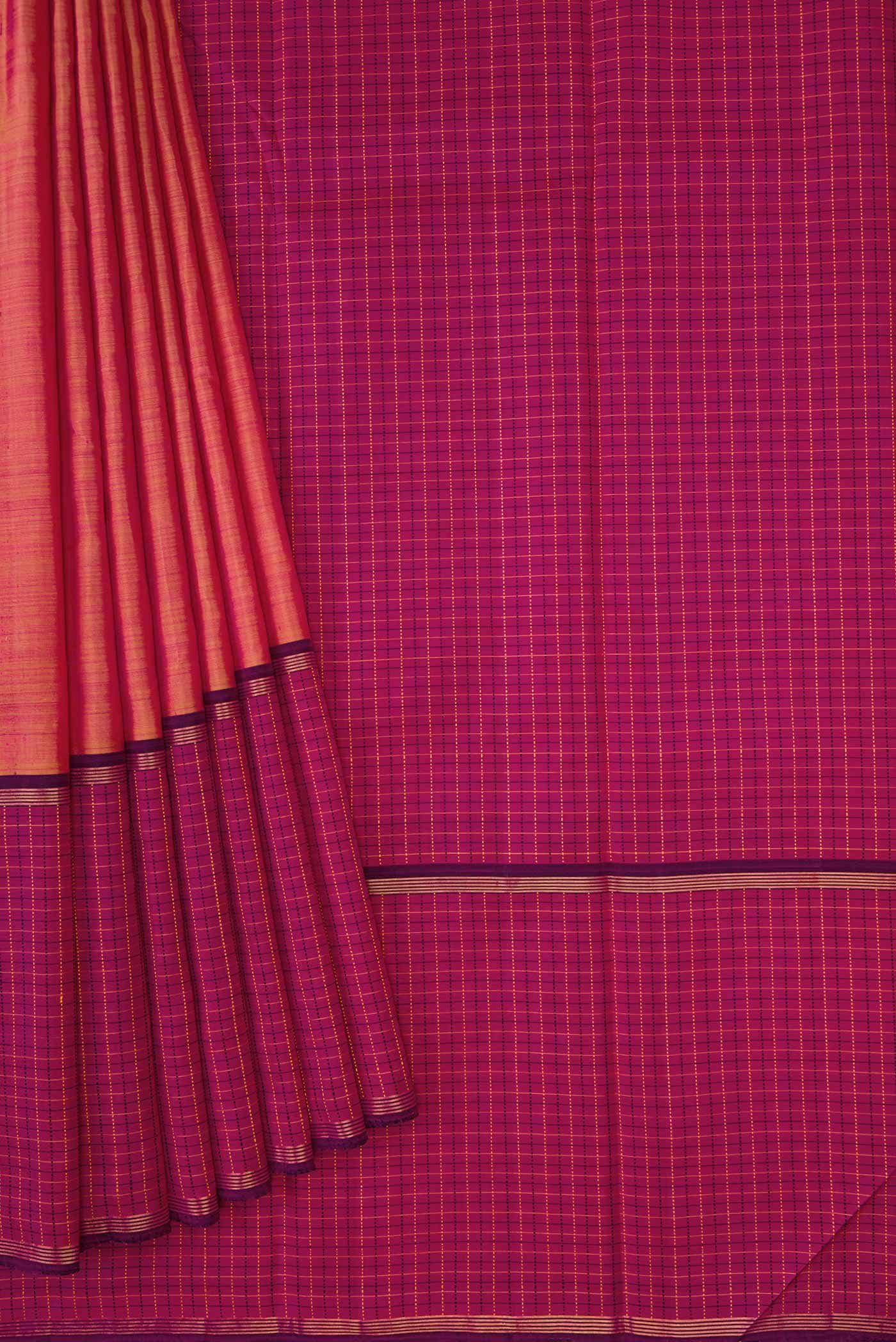 Pure Silk Pure Zari Mustard Dual Tone Kanchipuram Saree