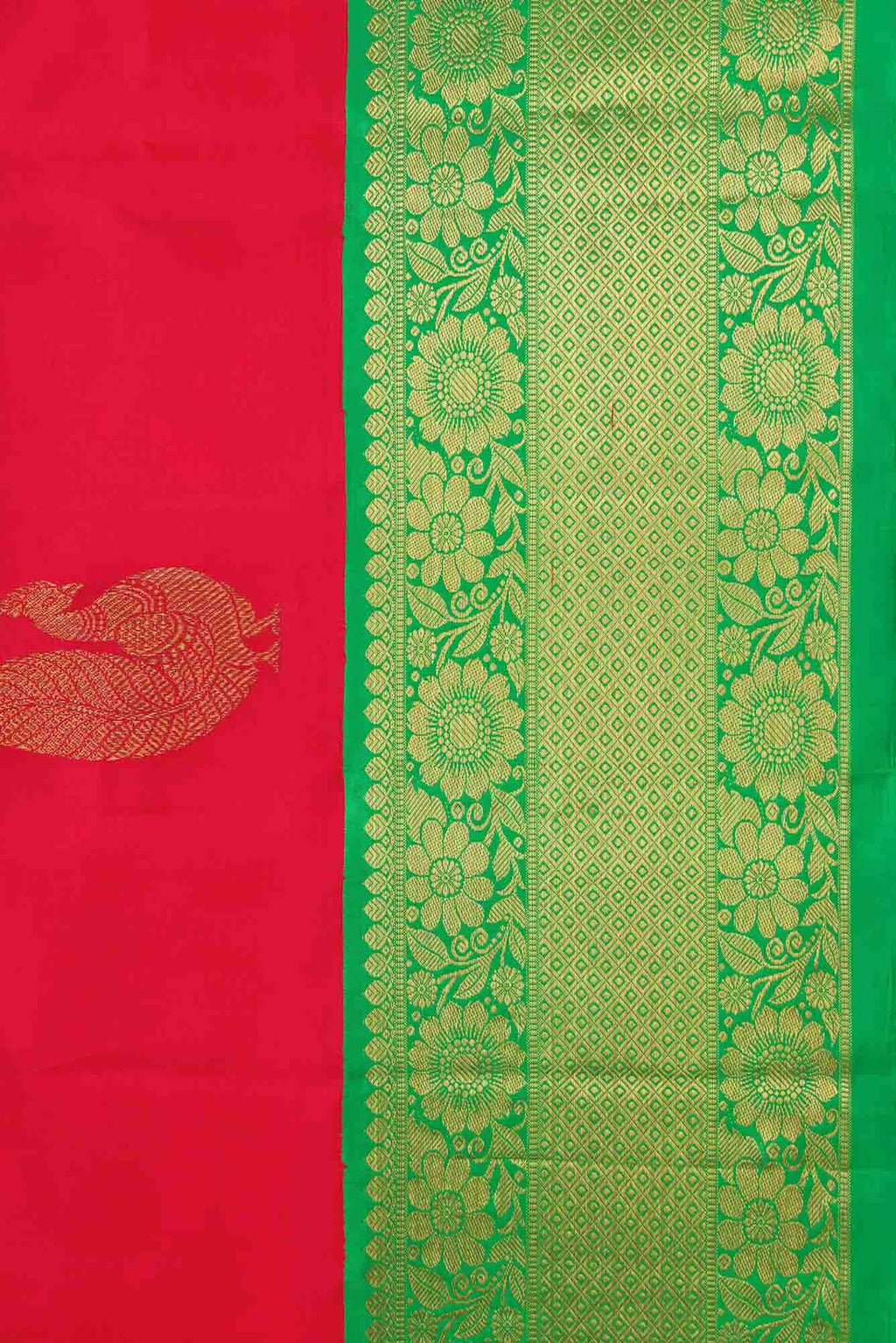 Pure Silk Pure Zari Red Dual Tone Kanchipuram Saree