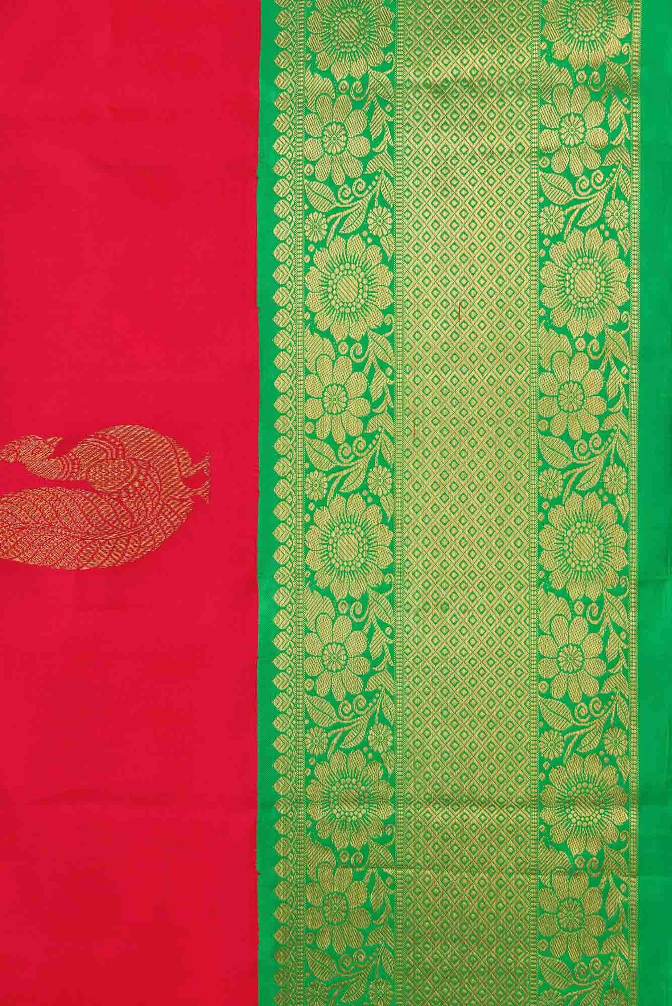 Pure Silk Pure Zari Red Dual Tone Kanchipuram Saree