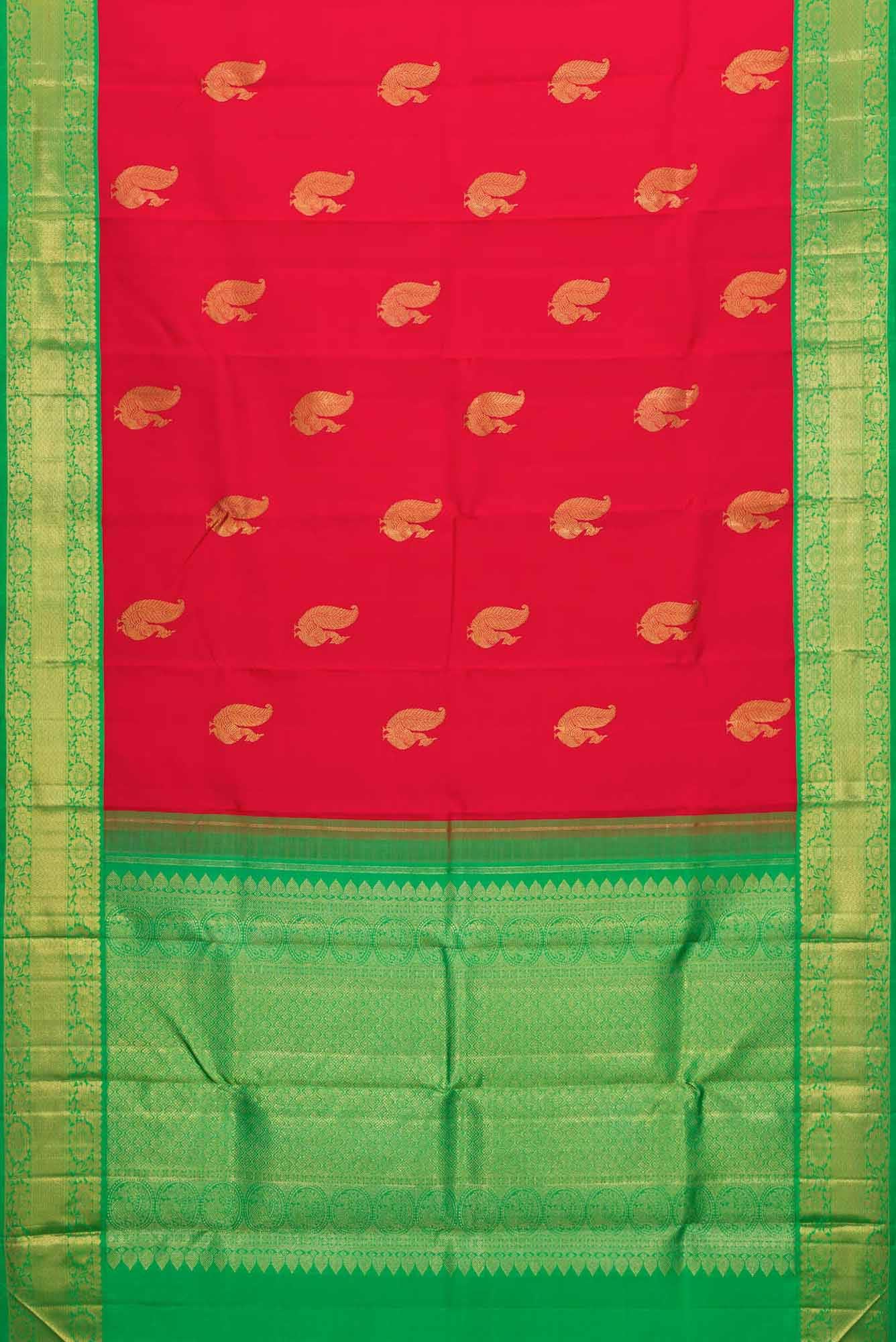 Pure Silk Pure Zari Red Dual Tone Kanchipuram Saree